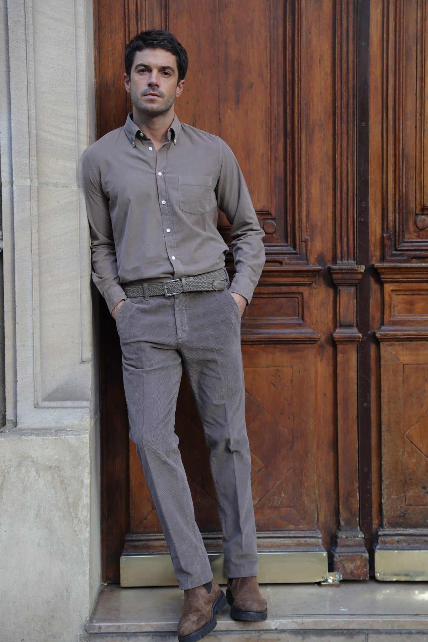 Pantalon Seanfit en velours côtelé - Taupe-PANTALON HOMME-Curling-Paris