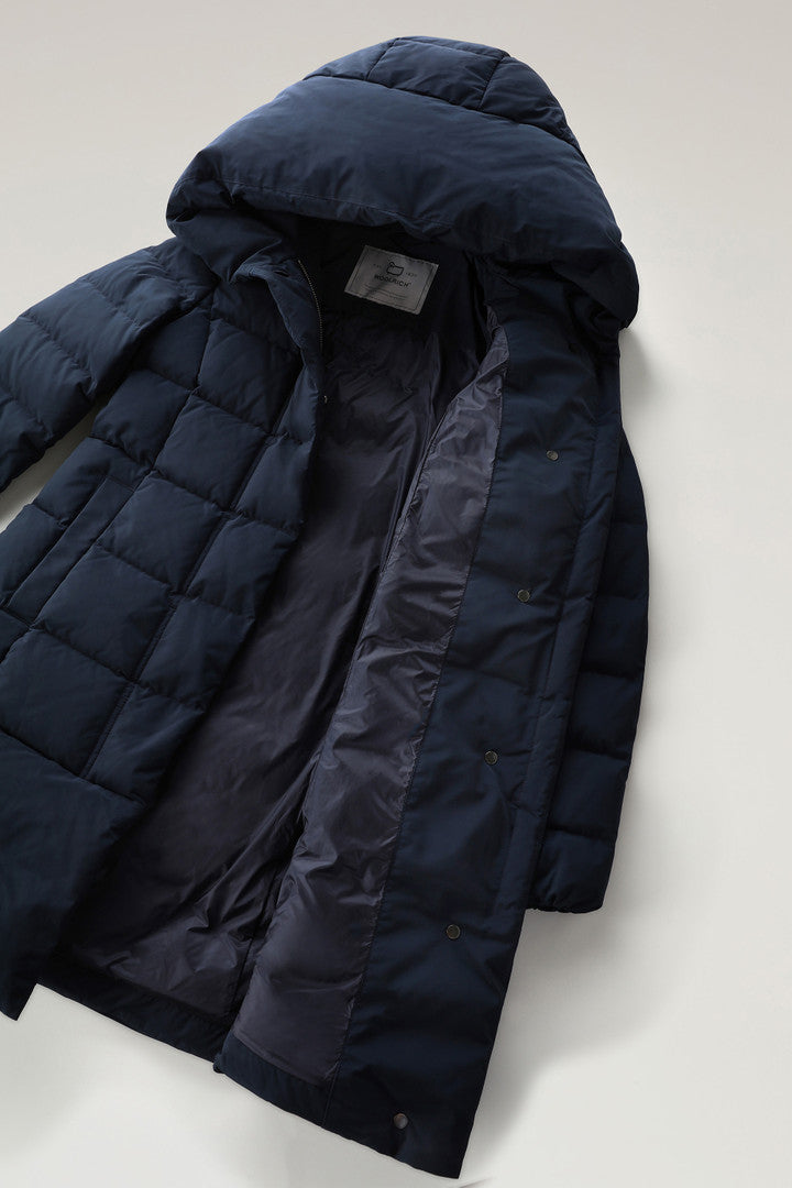 Parka Prescott Woolrich en tissu Urban Touch - Melton Blue-MANTEAU FEMME-Curling-Paris