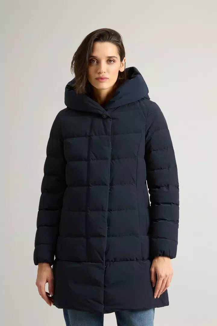 Parka Prescott Woolrich en tissu Urban Touch - Melton Blue-MANTEAU FEMME-Curling-Paris