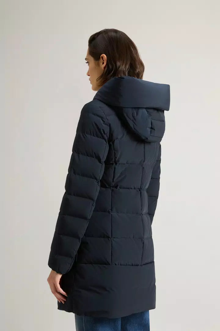 Parka Prescott Woolrich en tissu Urban Touch - Melton Blue-MANTEAU FEMME-Curling-Paris