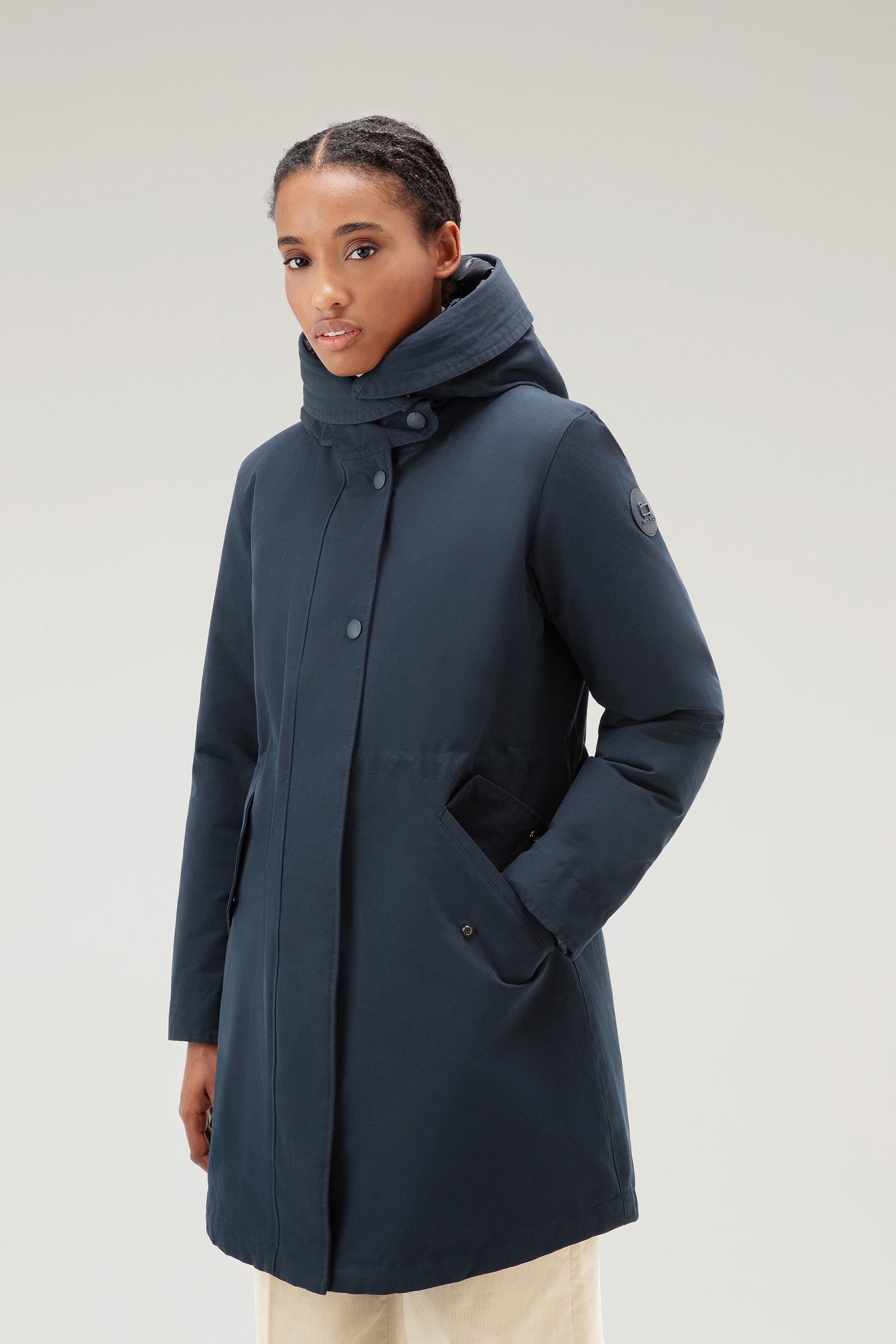 Woolrich women s 3 in 1 navy parka with removable padded jacket