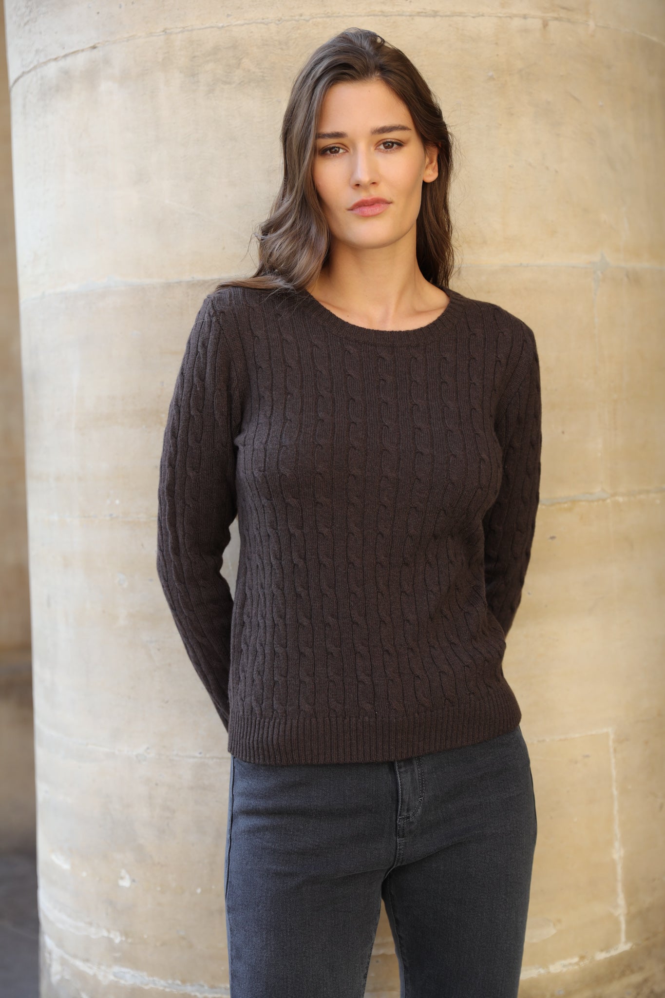 Pull Albie en laine mérinos et cachemire - Marron-PULL FEMME-Curling-Paris