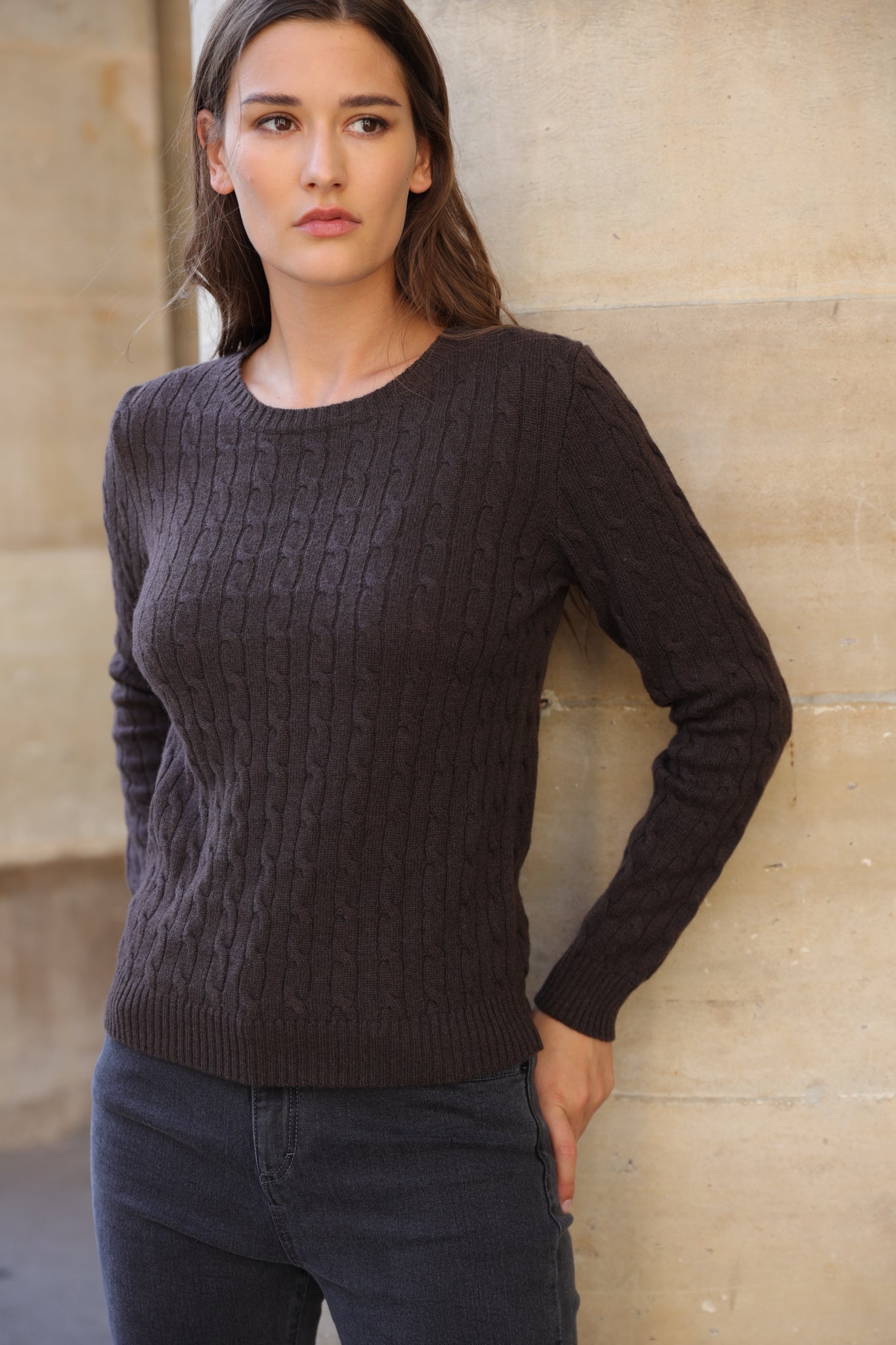 Pull Albie en laine mérinos et cachemire - Marron-PULL FEMME-Curling-Paris