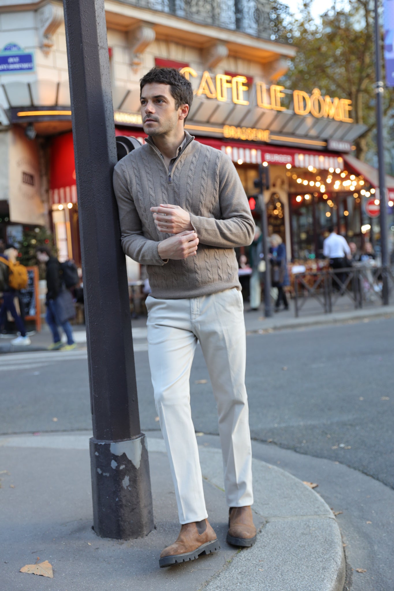 Pull Carlo à torsades col zippé en laine et cachemire - Beige-PULL HOMME-Curling-Paris