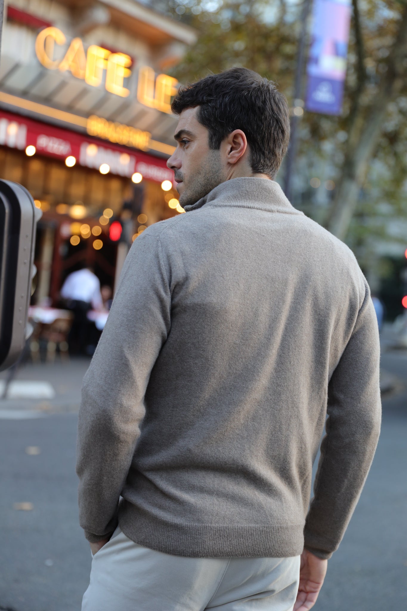 Pull Carlo à torsades col zippé en laine et cachemire - Beige-PULL HOMME-Curling-Paris