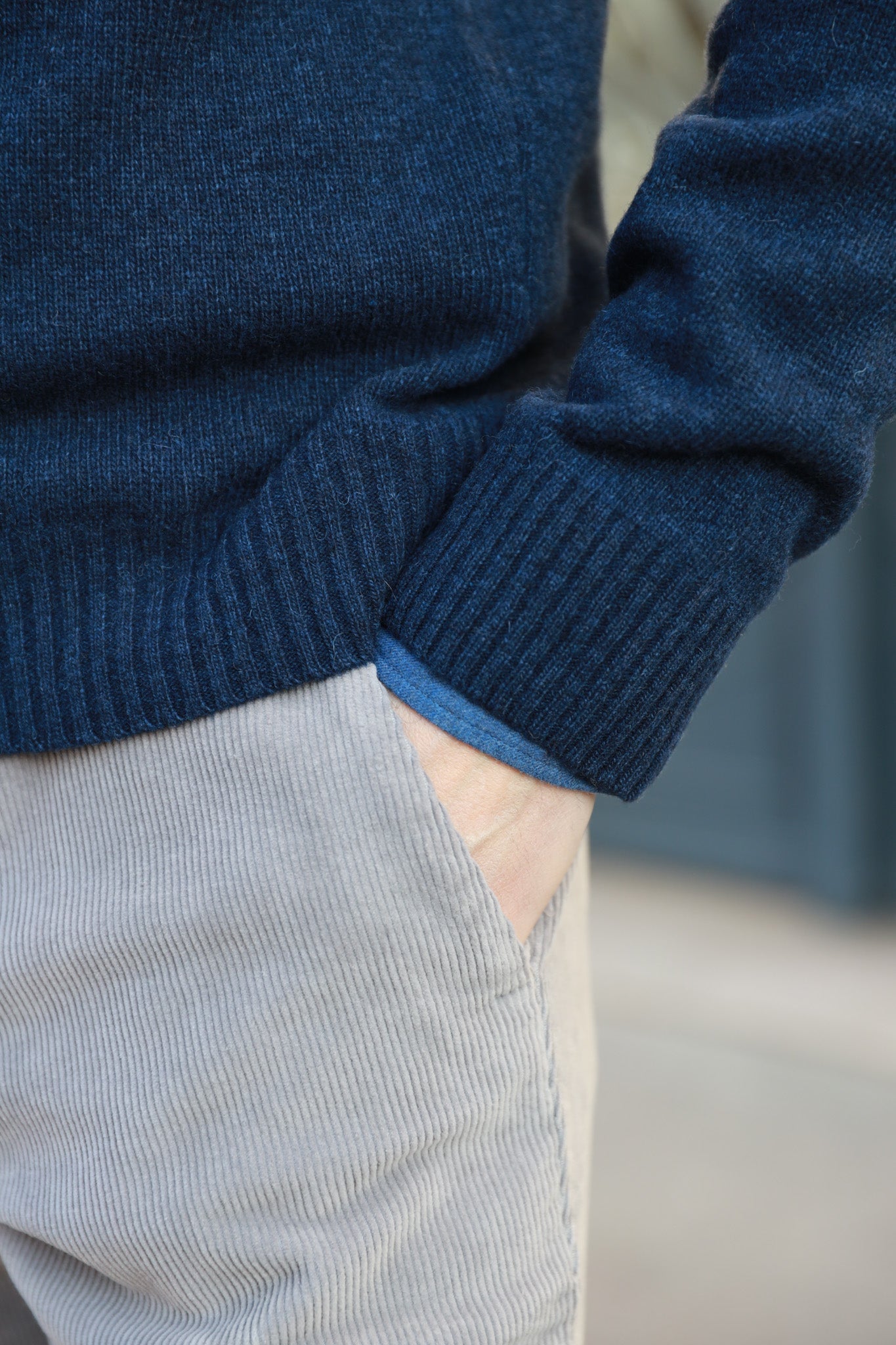 Blue sweater gray outlet pants