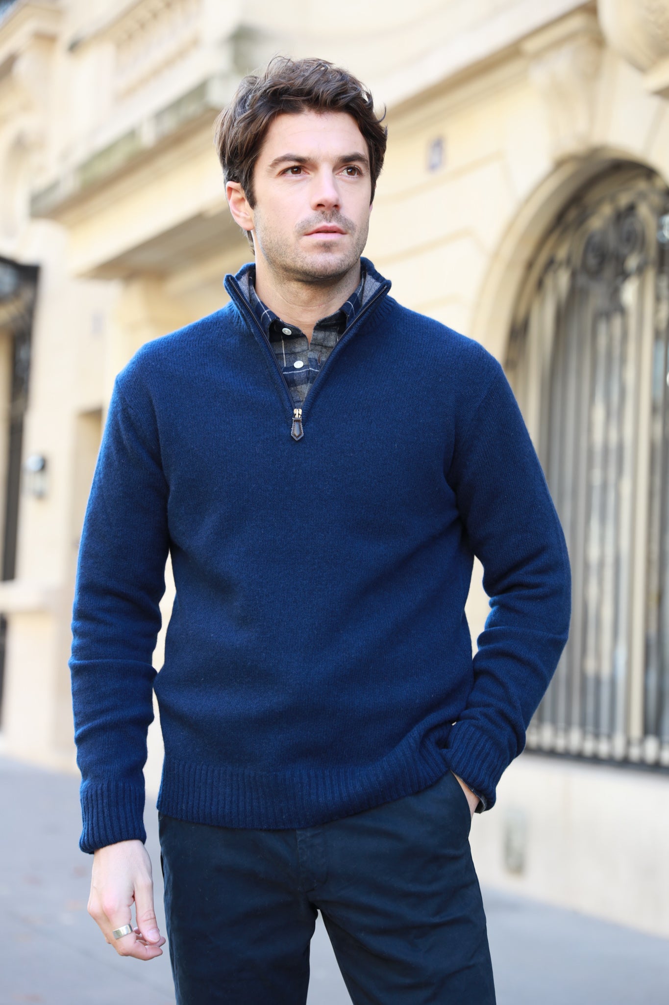 Pull Maxime en laine & cachemire - Marine-PULL HOMME-Curling-Paris