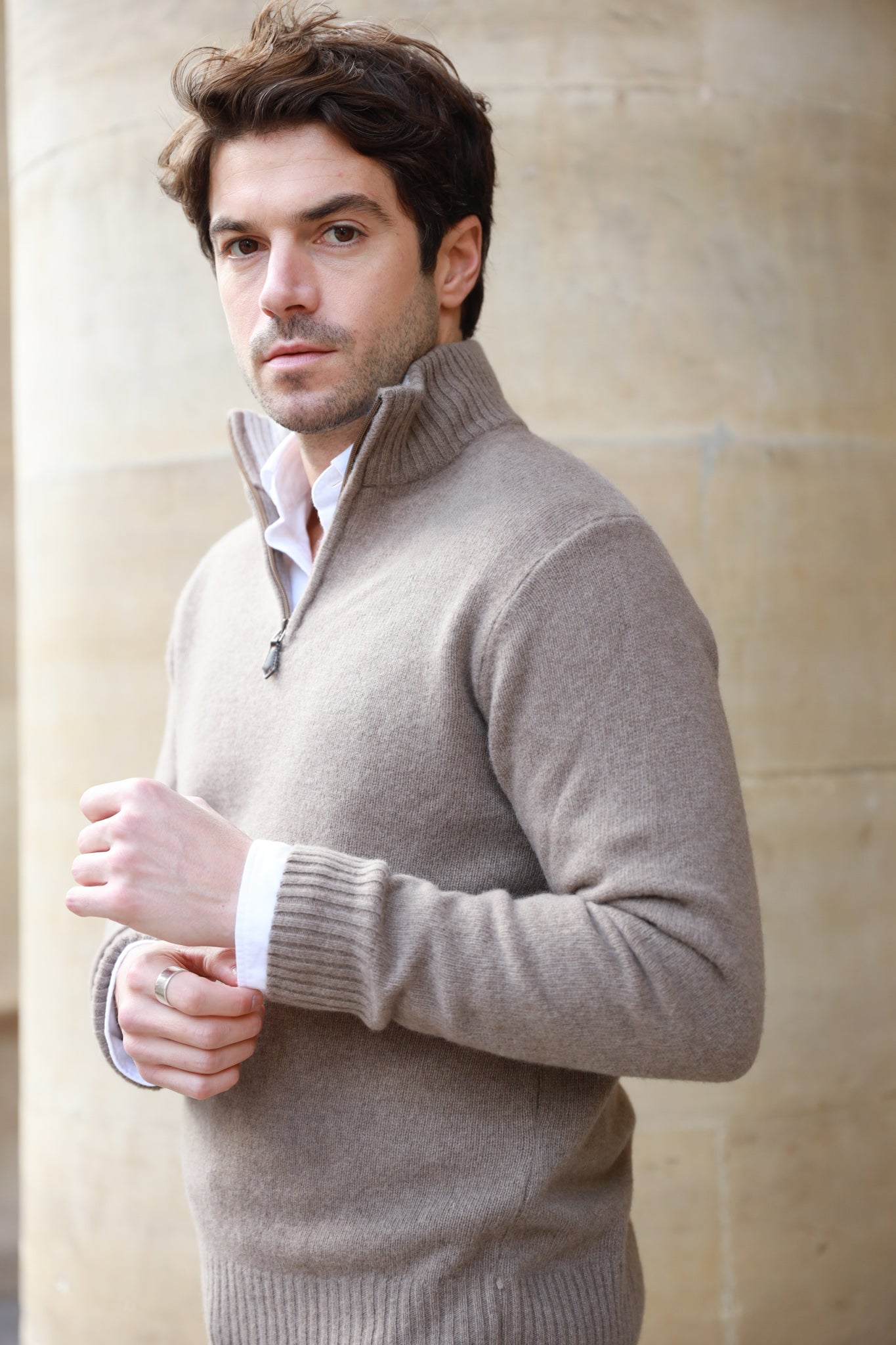 Pull Maxime en laine & cachemire - Mushroom-PULL HOMME-Curling-Paris