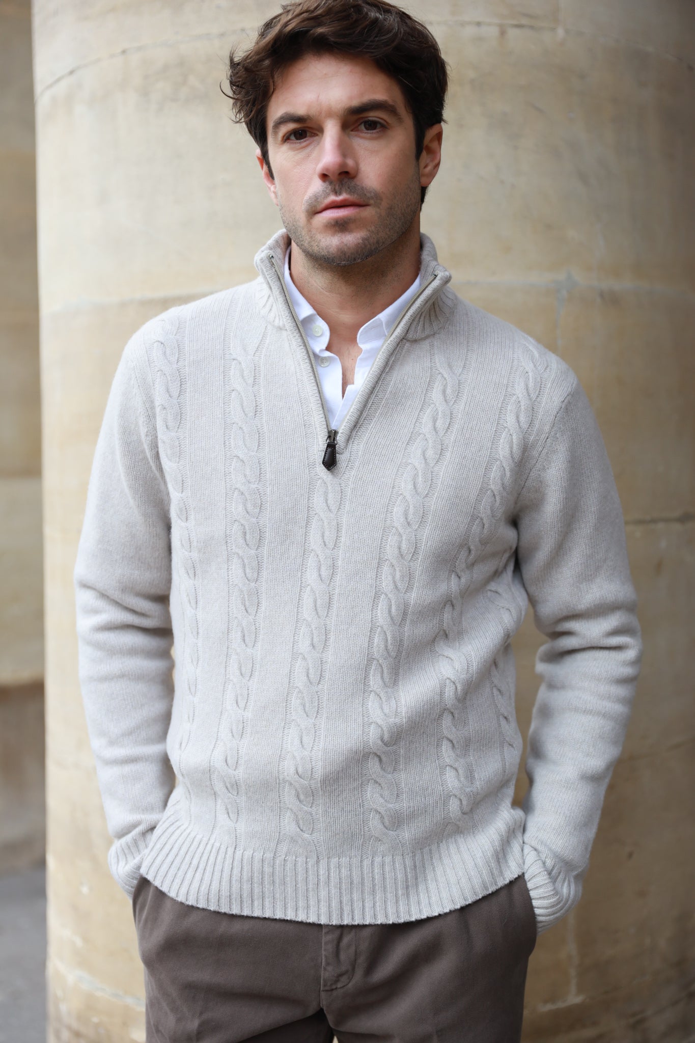 Pull chaud pour hiver Beige homme