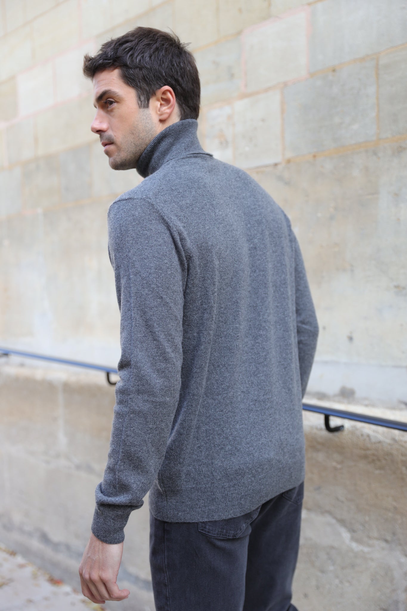 Pull col roulé Paulin 100% cachemire - Anthracite-PULL HOMME-Curling-Paris