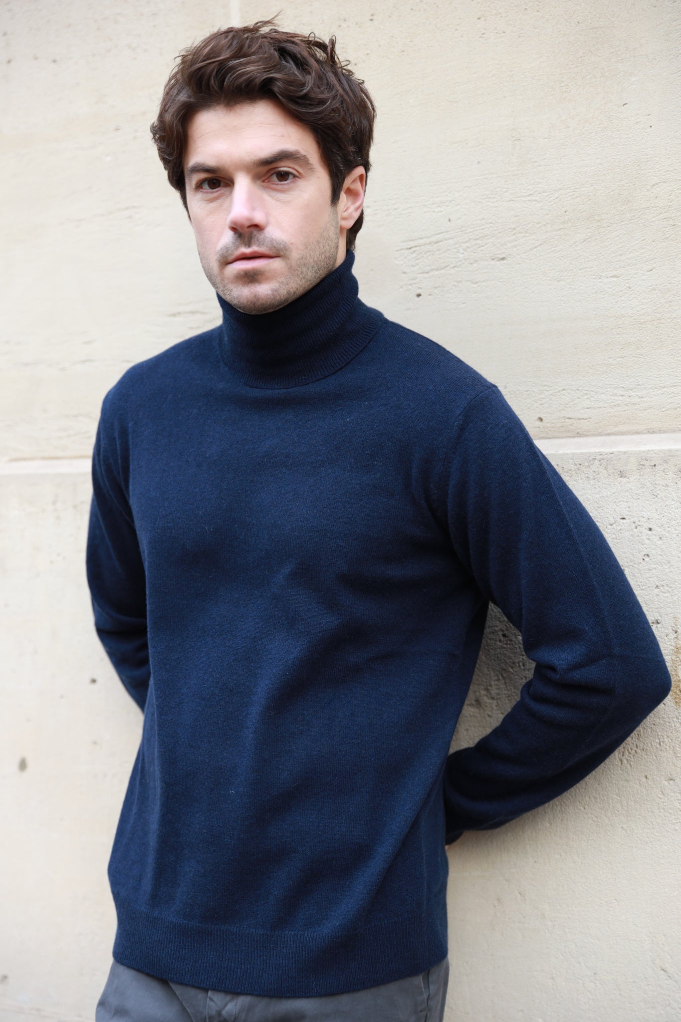 Pull col roulé Paulin 100% cachemire - Marine-PULL HOMME-Curling-Paris