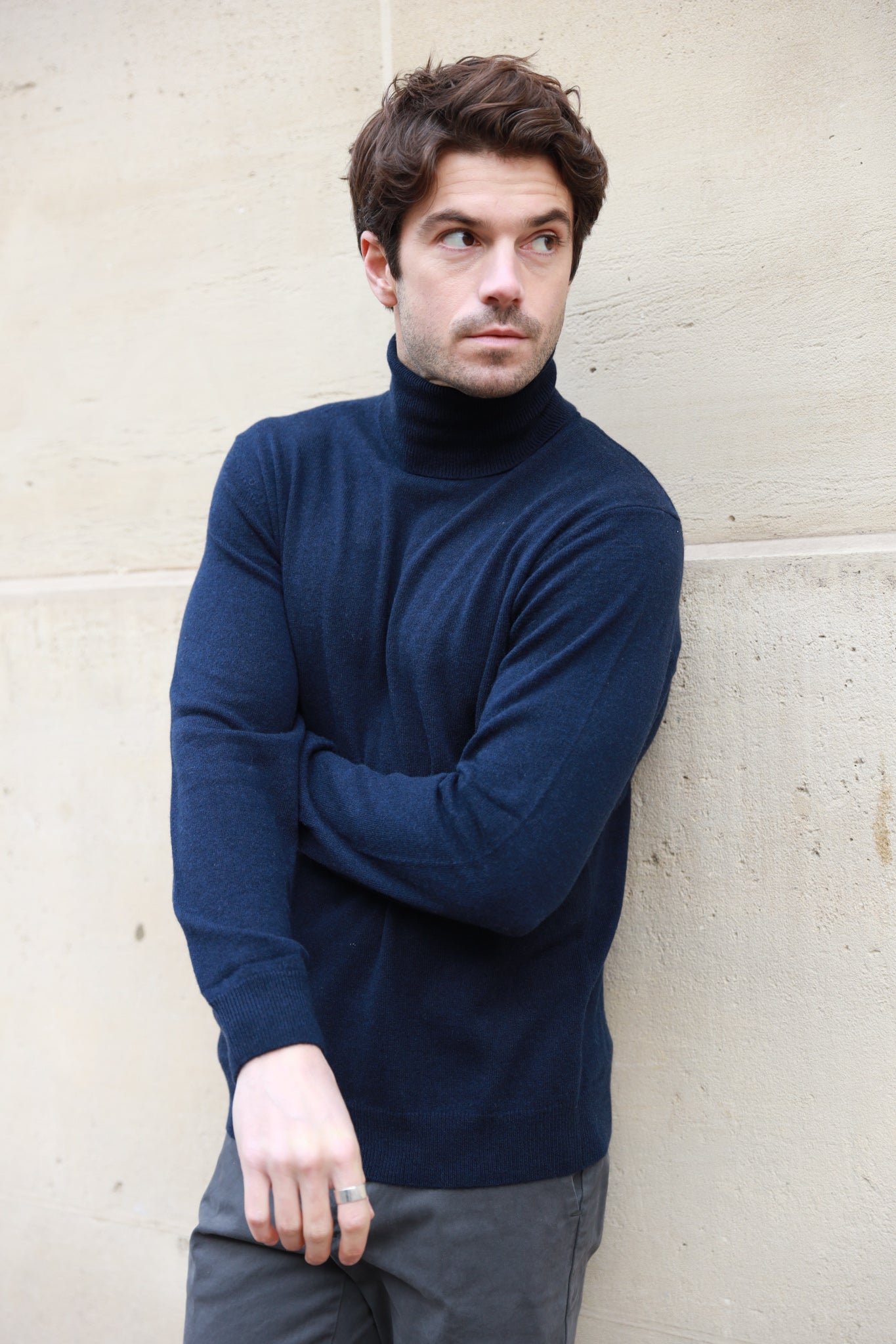 Pull col roulé Paulin 100% cachemire - Marine-PULL HOMME-Curling-Paris