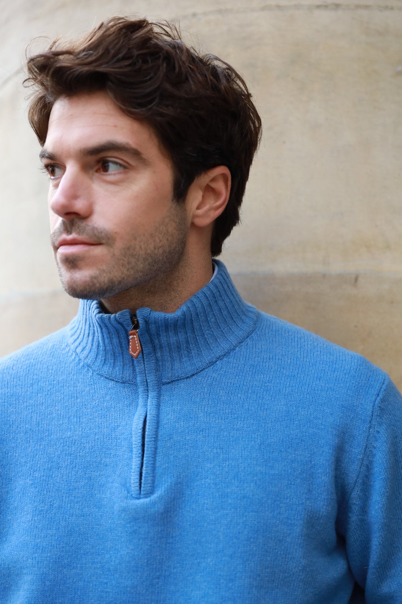 Pull col zippé Jude en Laine d’agneau - Ciel-PULL HOMME-Curling-Paris