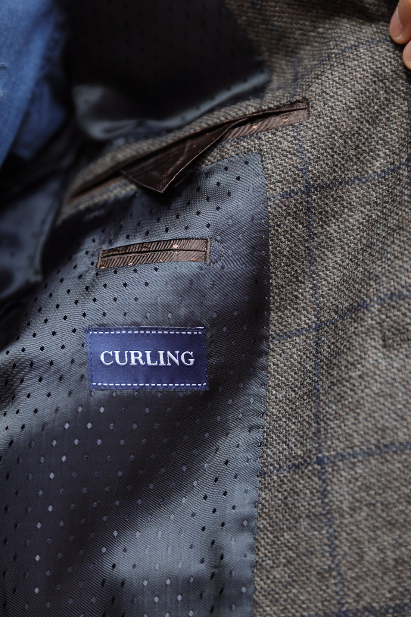 Veste Giorgio en laine et cachemire - carreau marron bleu-VESTE BLAZER HOMME-Curling-Paris