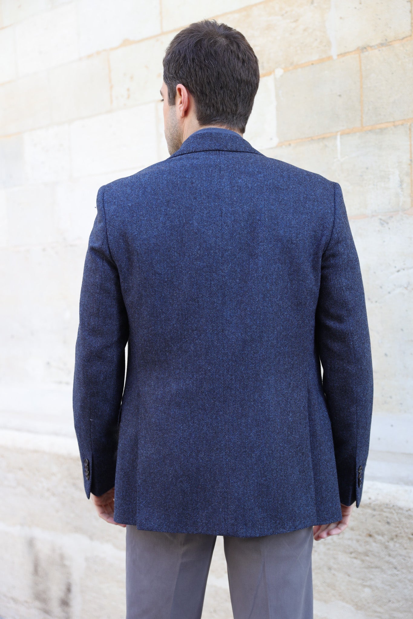 Veste Goal en laine et cachemire - Tweed Bleu jeans-VESTE BLAZER HOMME-Curling-Paris