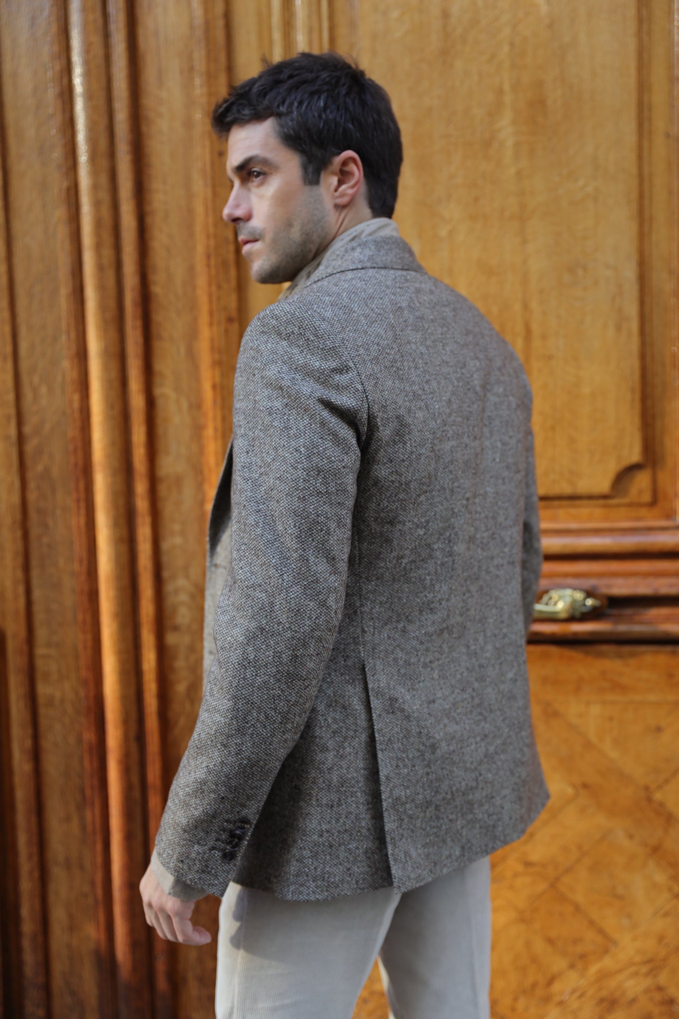 Veste Goal pure laine mérinos - Tweed Café-VESTE BLAZER HOMME-Curling-Paris