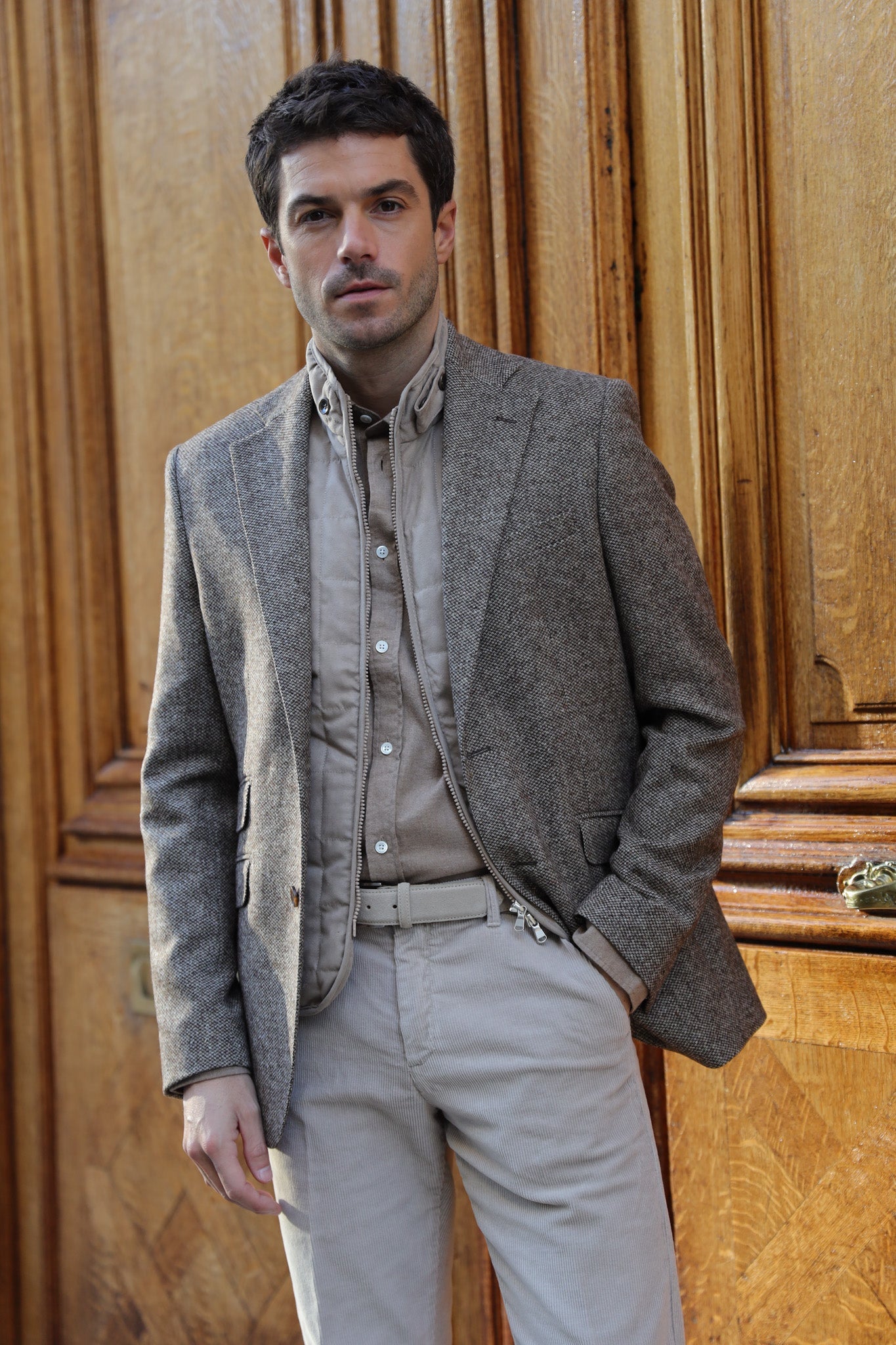 Veste Goal pure laine mérinos - Tweed Café-VESTE BLAZER HOMME-Curling-Paris