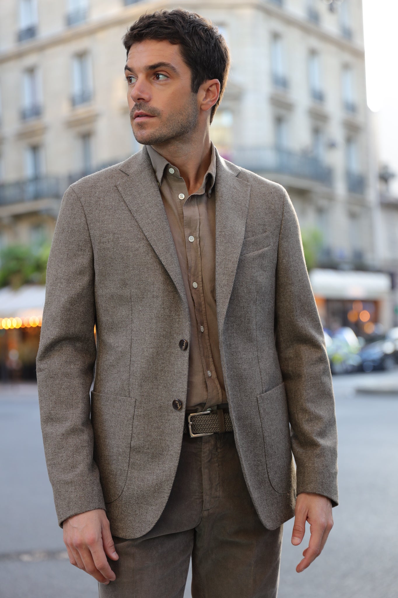 Veste Gostev en laine et cachemire - Taupe-VESTE BLAZER HOMME-Curling-Paris