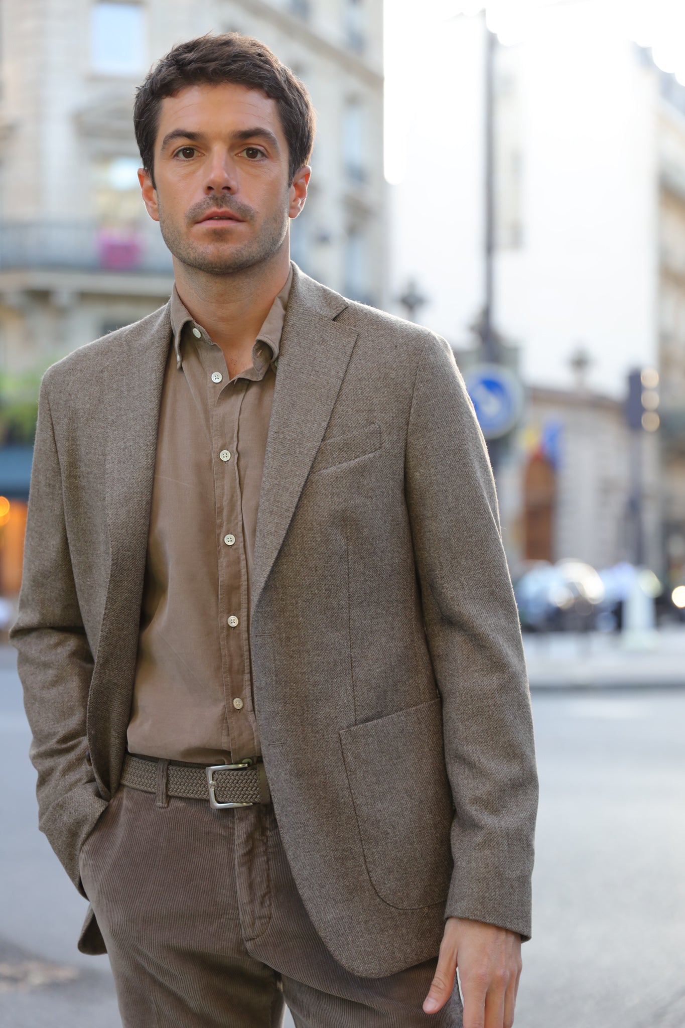 Veste Gostev en laine et cachemire - Taupe-VESTE BLAZER HOMME-Curling-Paris