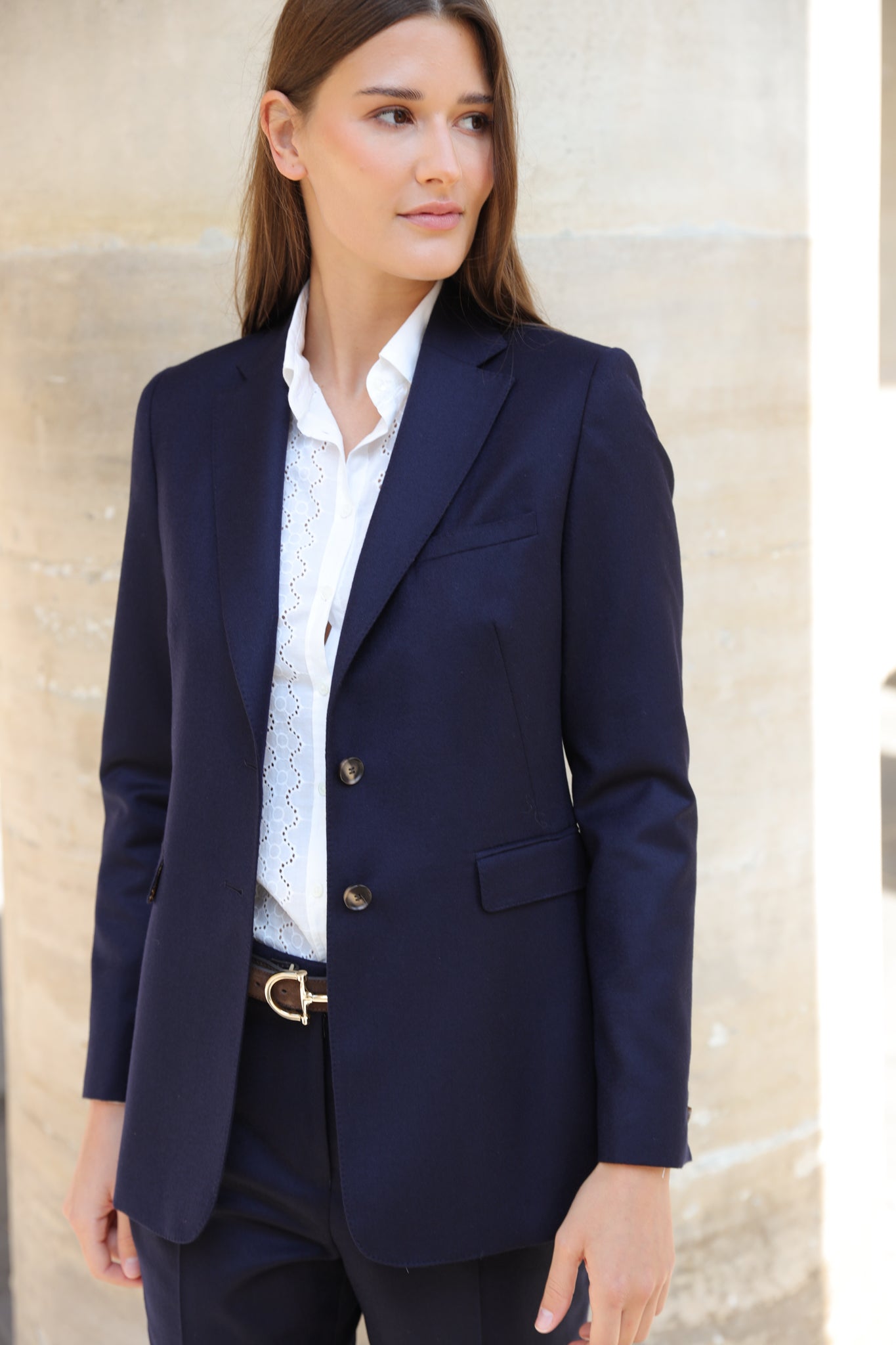 Veste Isabel en laine vierge - Marine-VESTE BLAZER FEMME-Curling-Paris