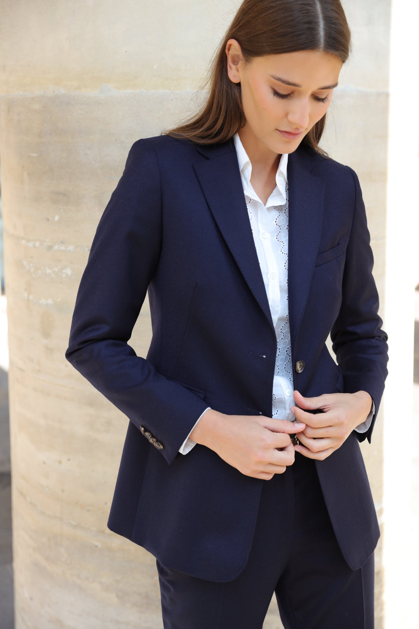 Veste Isabel en laine vierge - Marine-VESTE BLAZER FEMME-Curling-Paris