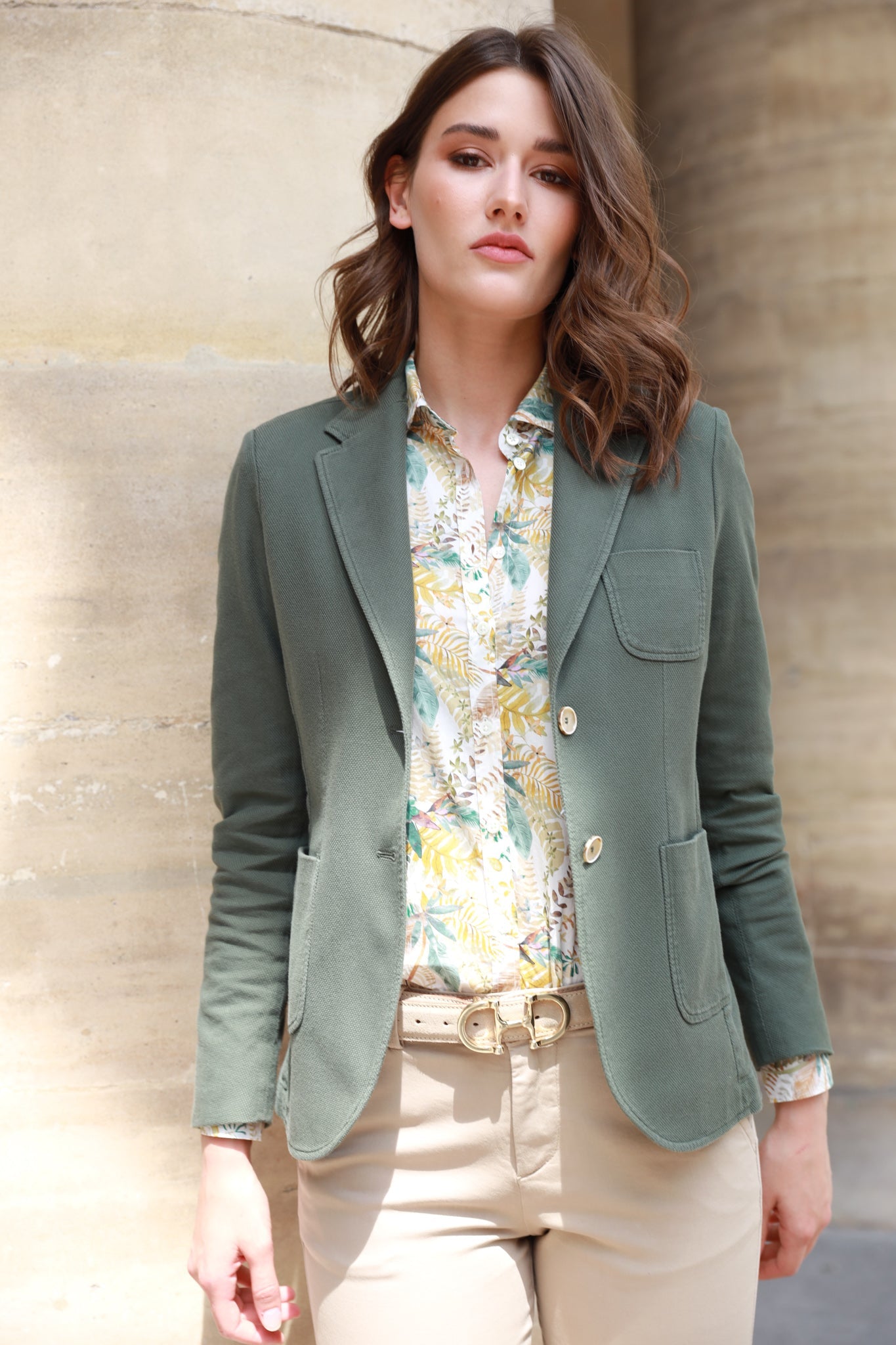 Veste Margot en coton Di Sondrio - Kaki-VESTE BLAZER FEMME-Curling-Paris