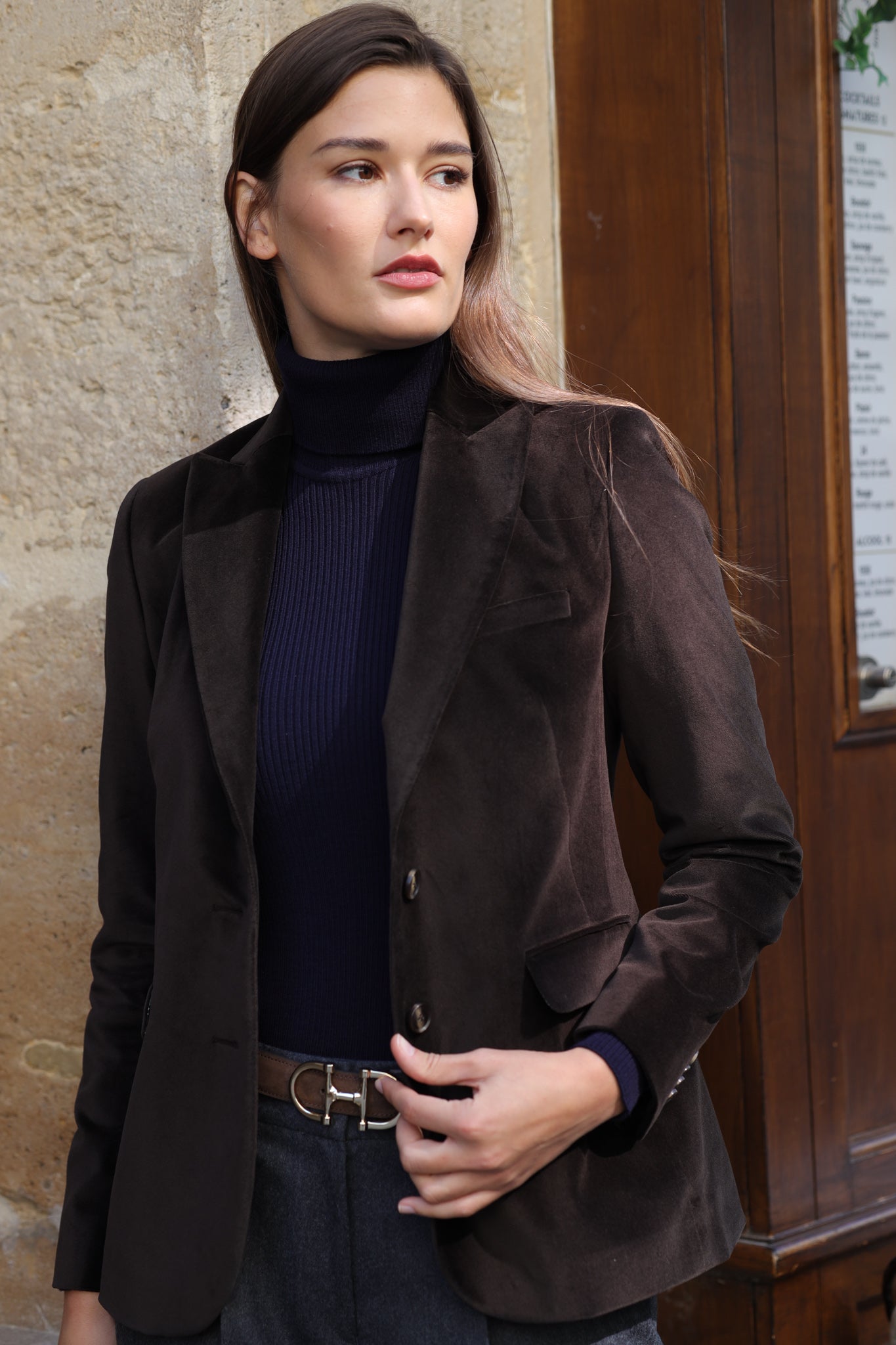 Veste Solange en velours palatine - Marron-VESTE BLAZER FEMME-Curling-Paris