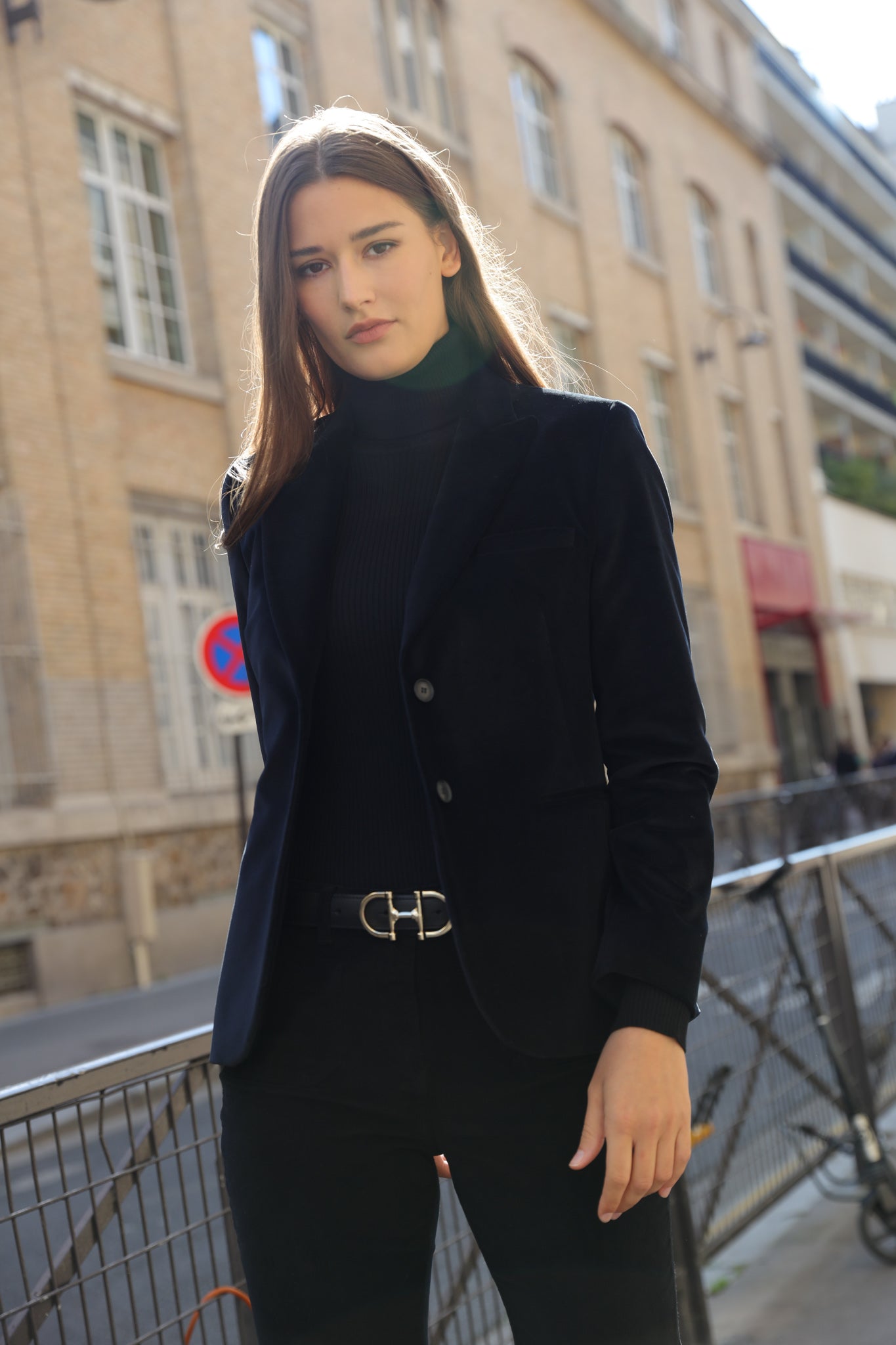 Veste Solange en velours palatine - Noir-VESTE BLAZER FEMME-Curling-Paris