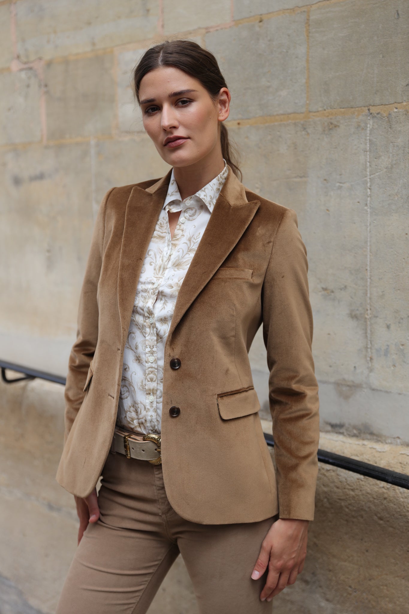 Veste Solange en velours palatine - Sable-VESTE BLAZER FEMME-Curling-Paris