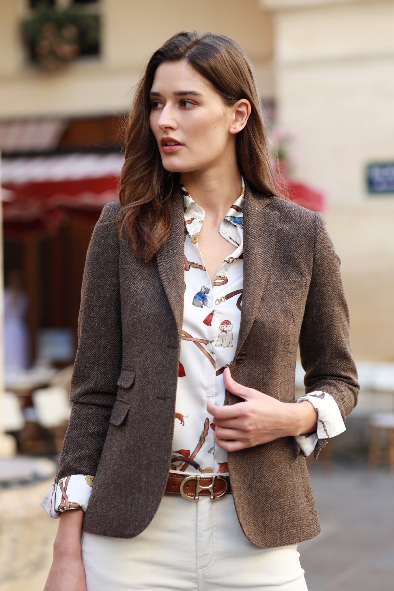 Veste Vesnove en laine - Chevron Marron-VESTE BLAZER FEMME-Curling-Paris