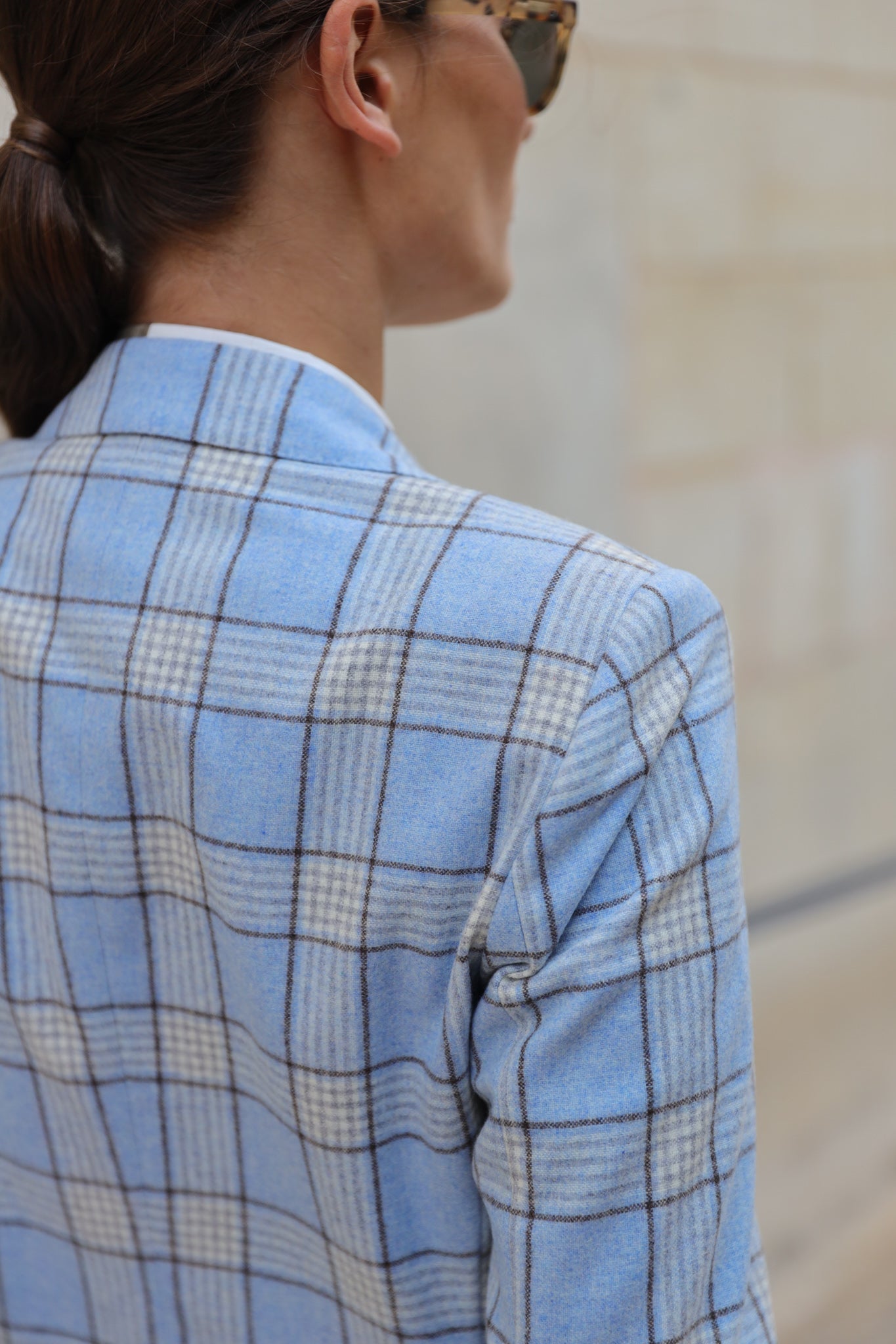 Veste Vesnove pure laine - Ciel à carreaux taupe-VESTE BLAZER FEMME-Curling-Paris