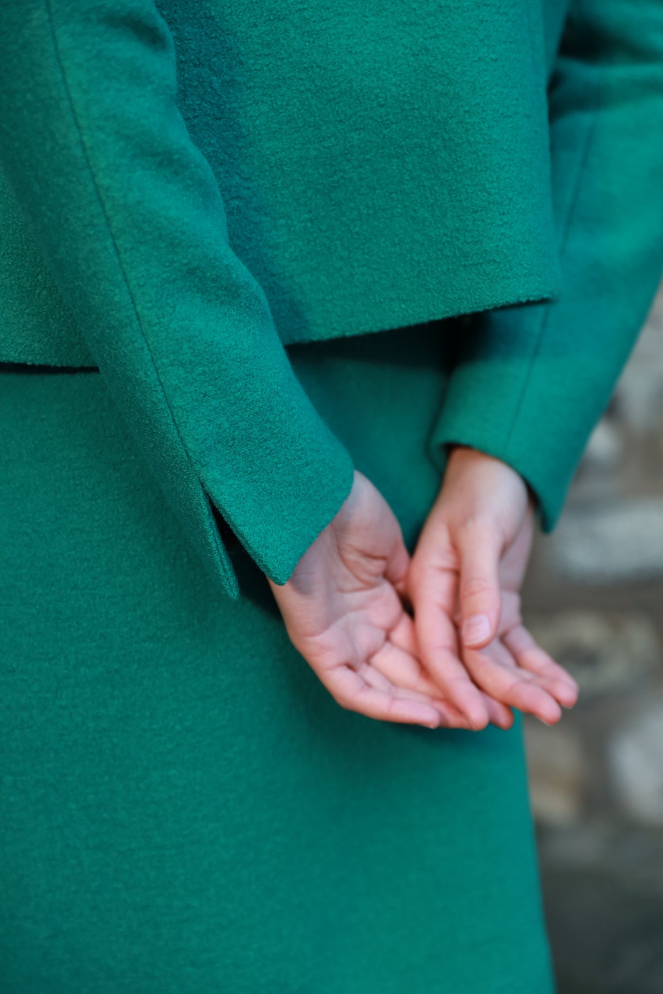 Veste courte Esme pure laine bouclée - Vert-VESTE BLAZER FEMME-Curling-Paris