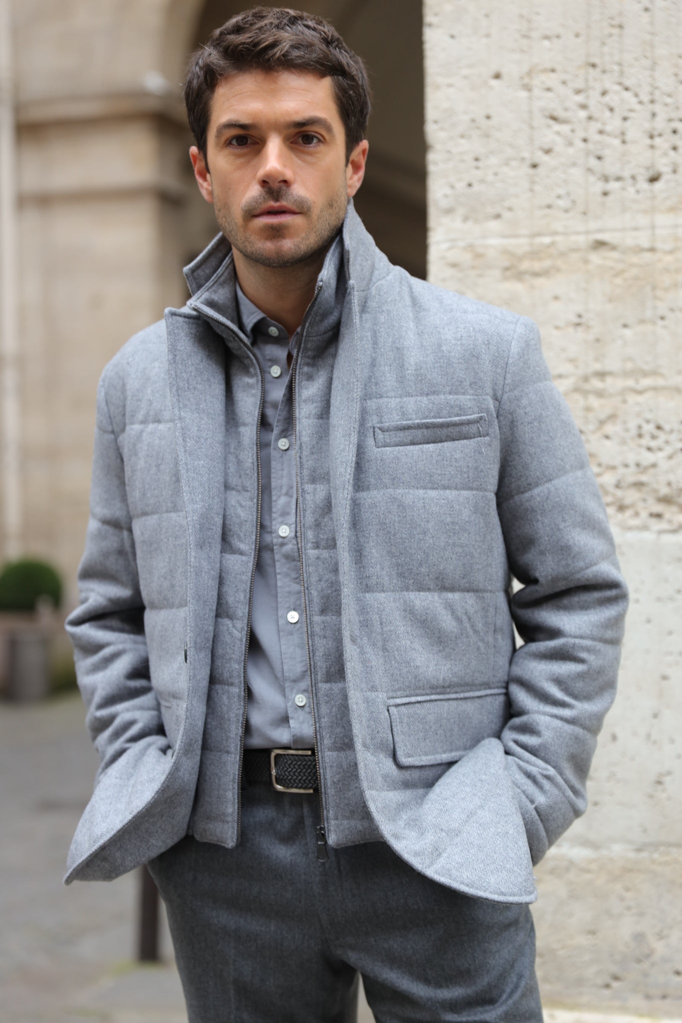 Veste parka Martin en laine - Gris-MANTEAU HOMME-Curling-Paris