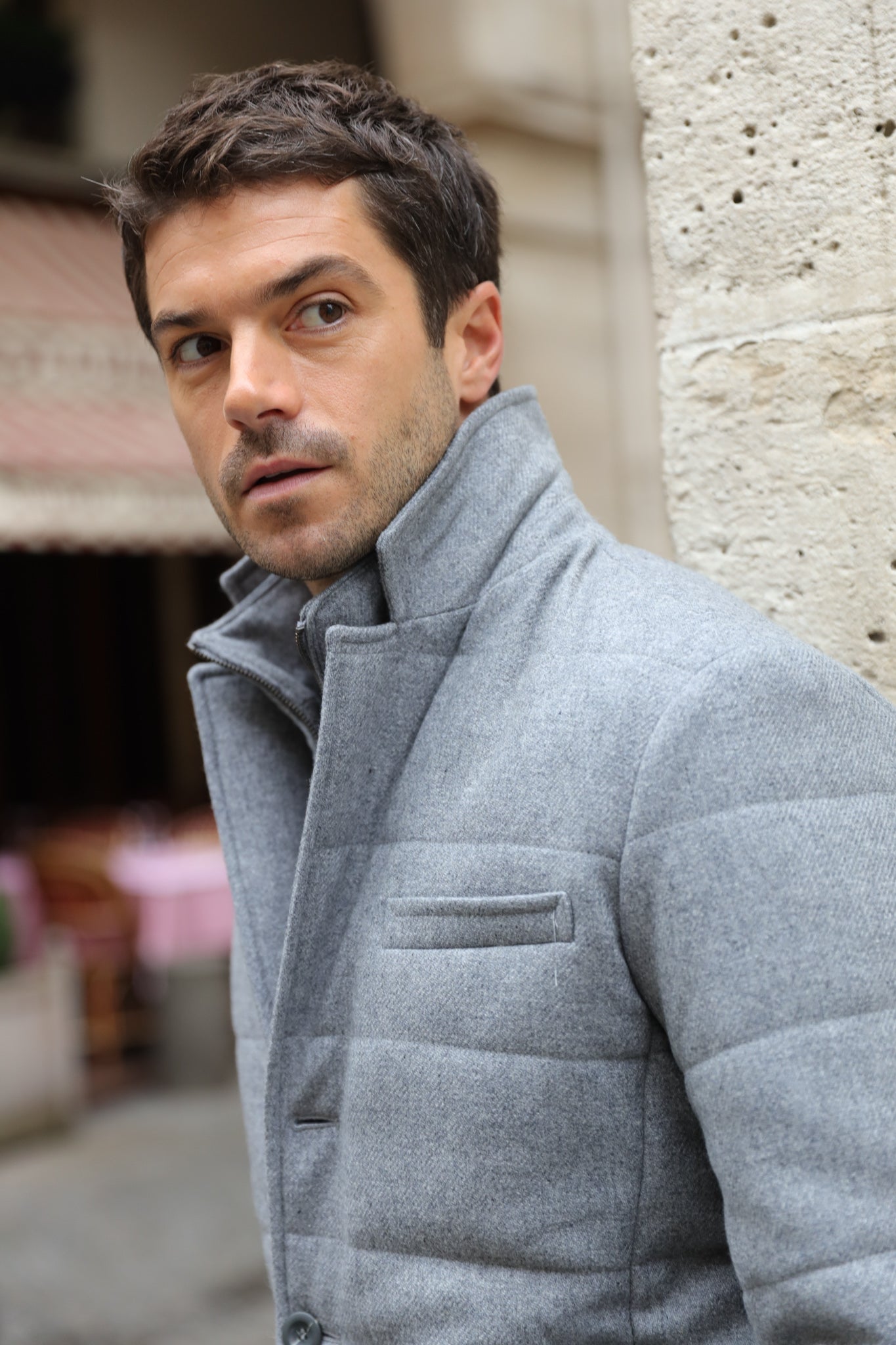 Veste parka Martin en laine - Gris-MANTEAU HOMME-Curling-Paris