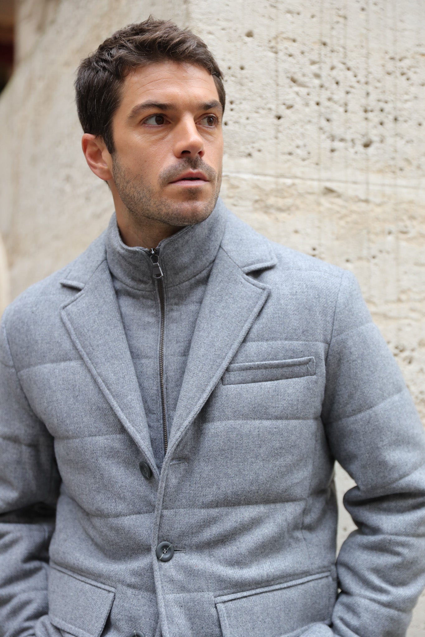 Veste parka Martin en laine - Gris-MANTEAU HOMME-Curling-Paris