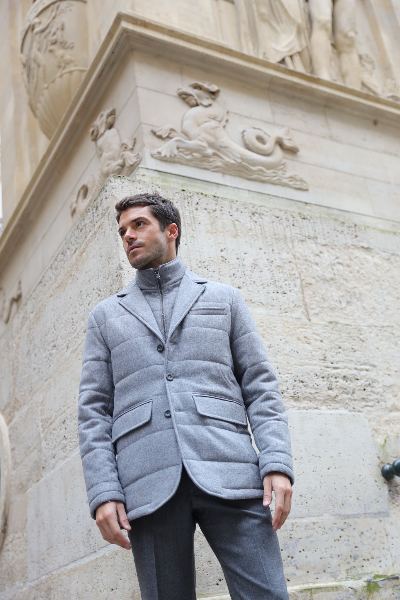 Veste parka Martin en laine - Gris-MANTEAU HOMME-Curling-Paris