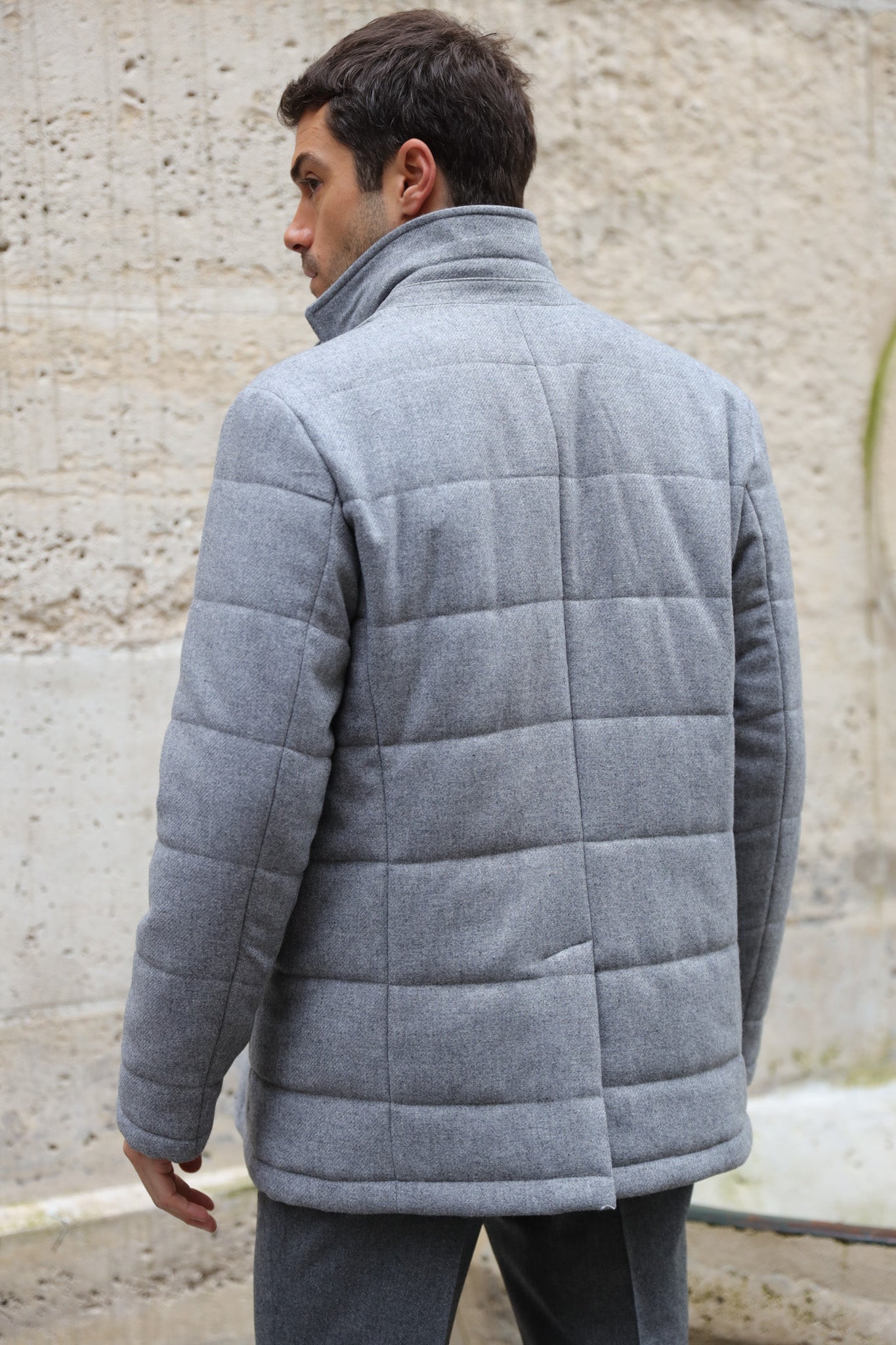 Veste parka Martin en laine - Gris-MANTEAU HOMME-Curling-Paris