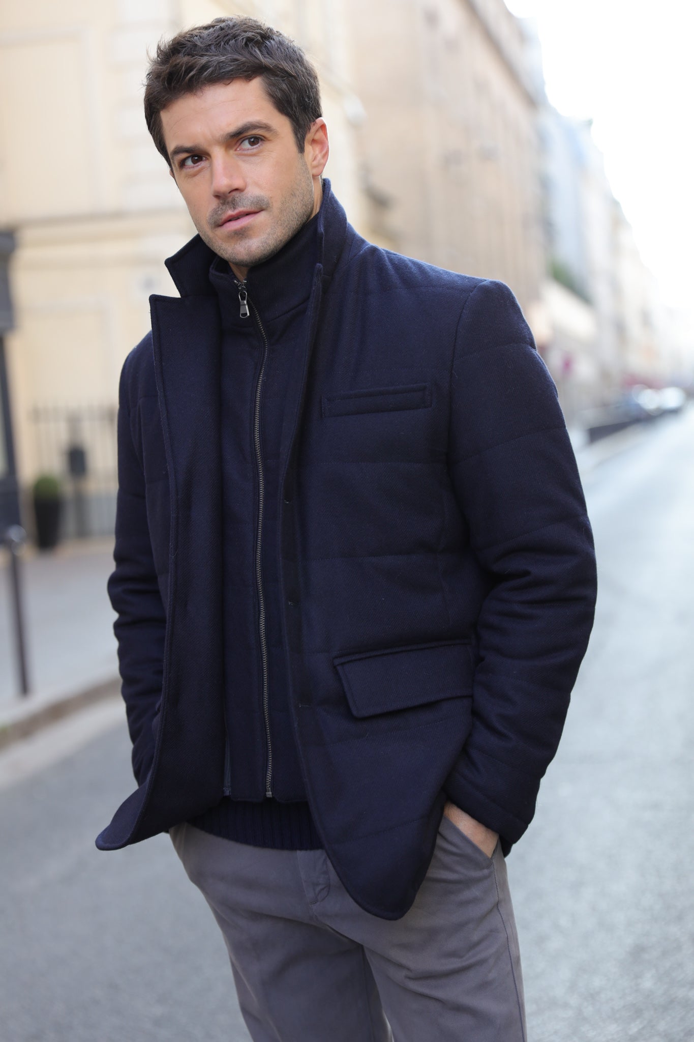 Veste parka Martin en laine - Marine-MANTEAU HOMME-Curling-Paris