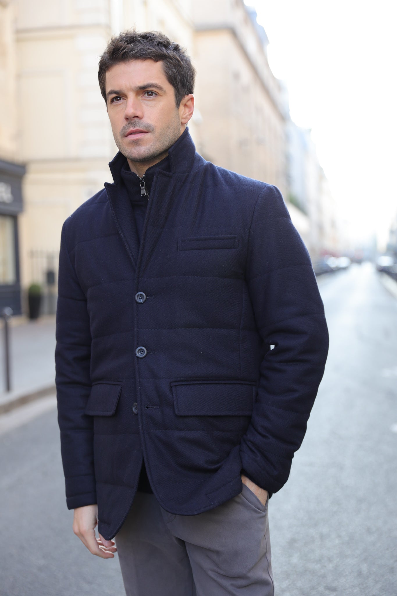 Veste parka Martin en laine - Marine-MANTEAU HOMME-Curling-Paris