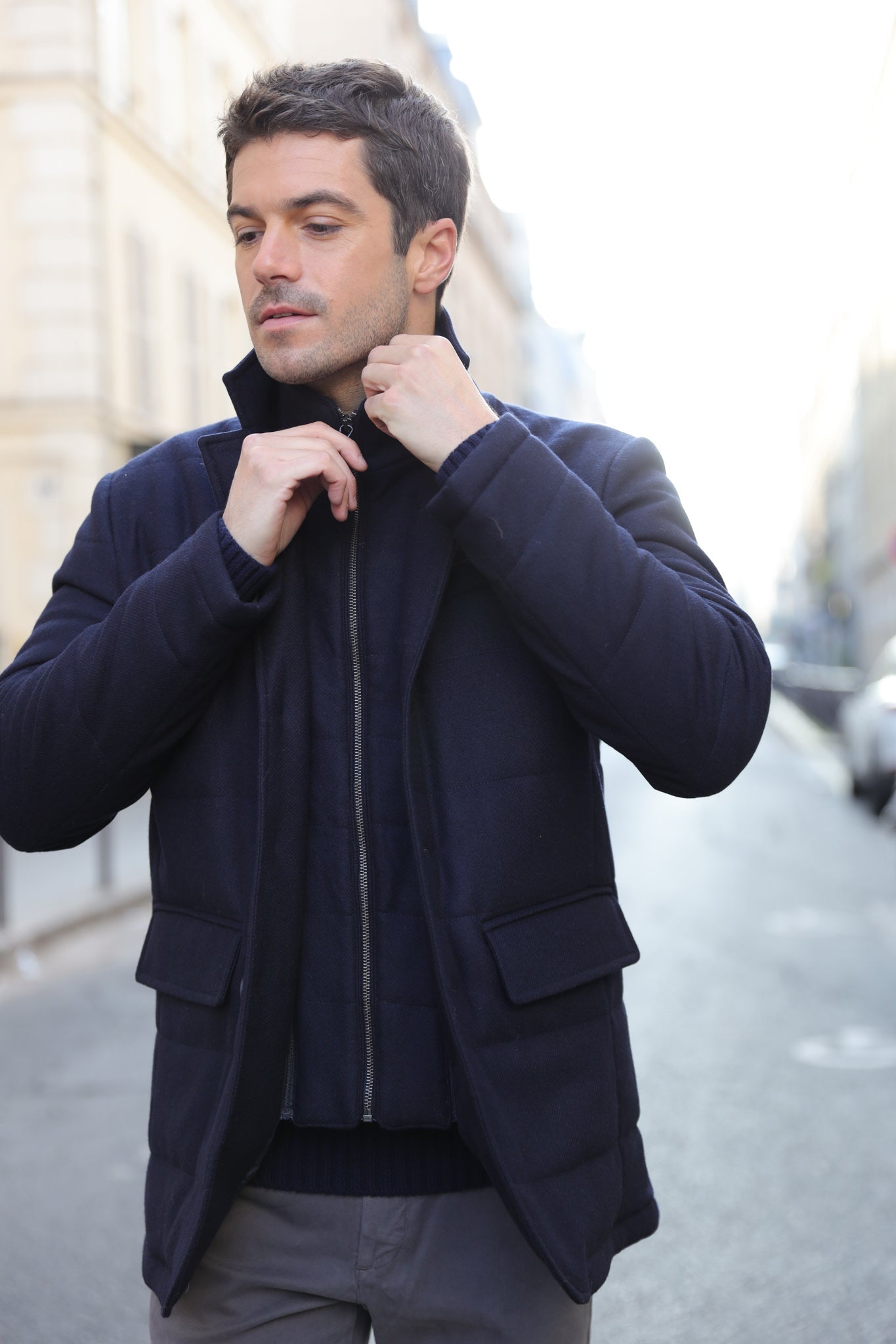 Veste parka Martin en laine - Marine-MANTEAU HOMME-Curling-Paris