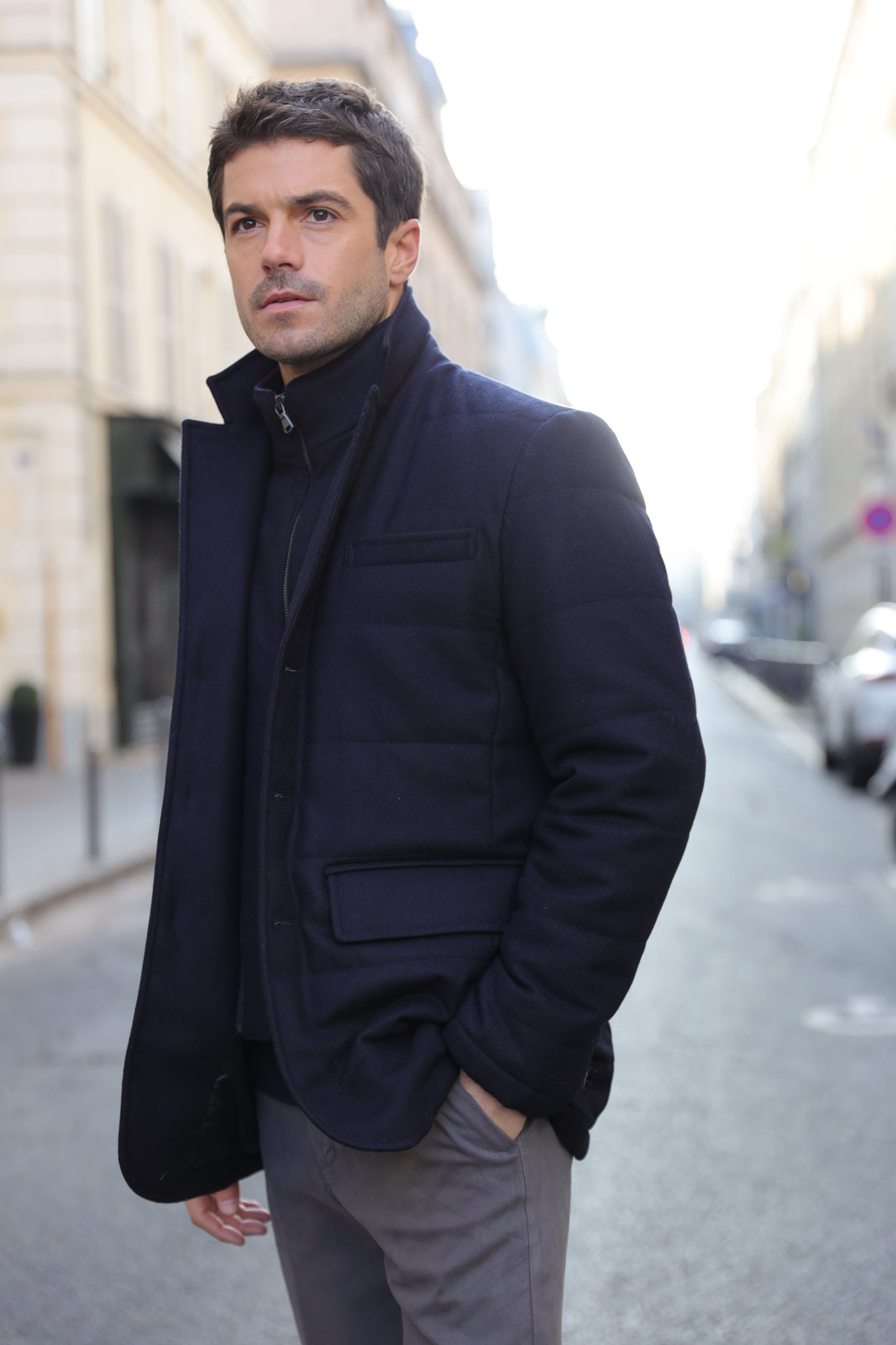 Veste parka Martin en laine - Marine-MANTEAU HOMME-Curling-Paris