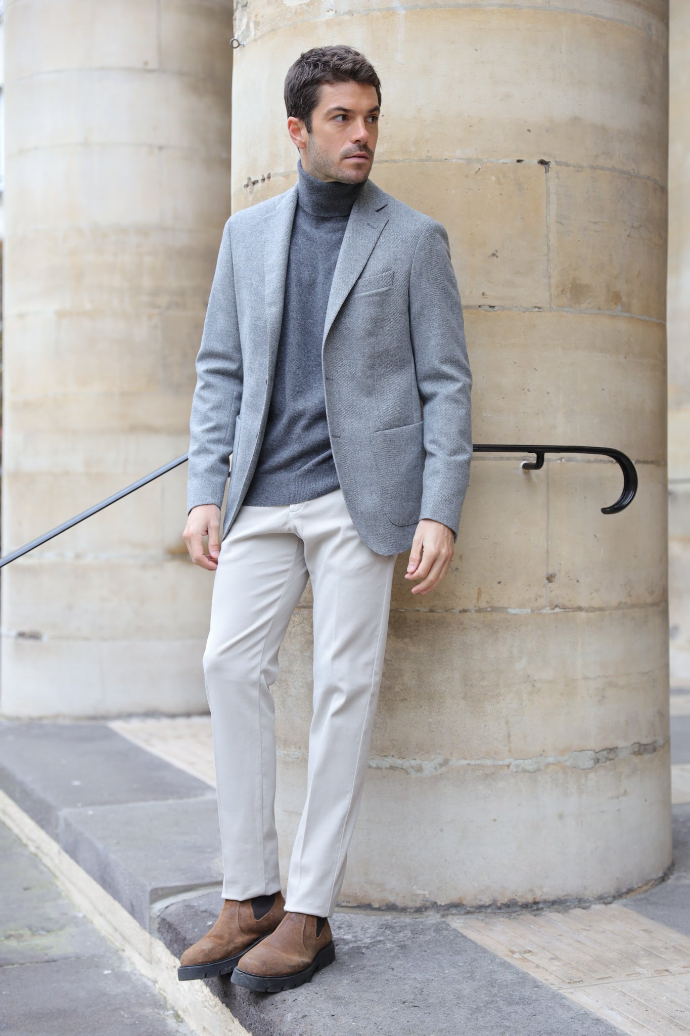 Veste souple Gostev en laine et cachemire - Gris-VESTE BLAZER HOMME-Curling-Paris