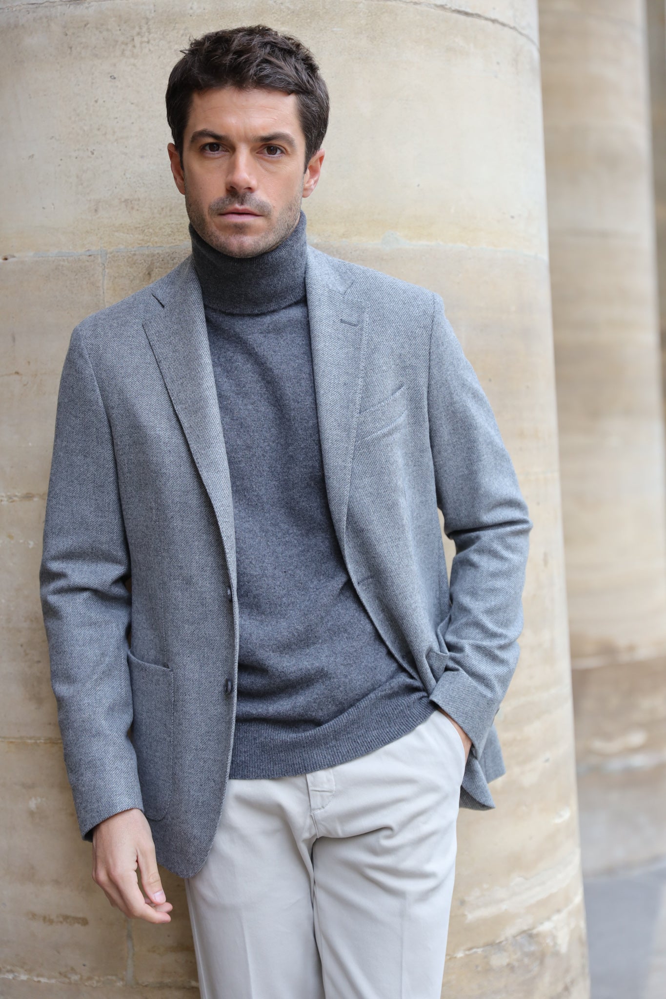 Veste souple Gostev en laine et cachemire - Gris-VESTE BLAZER HOMME-Curling-Paris