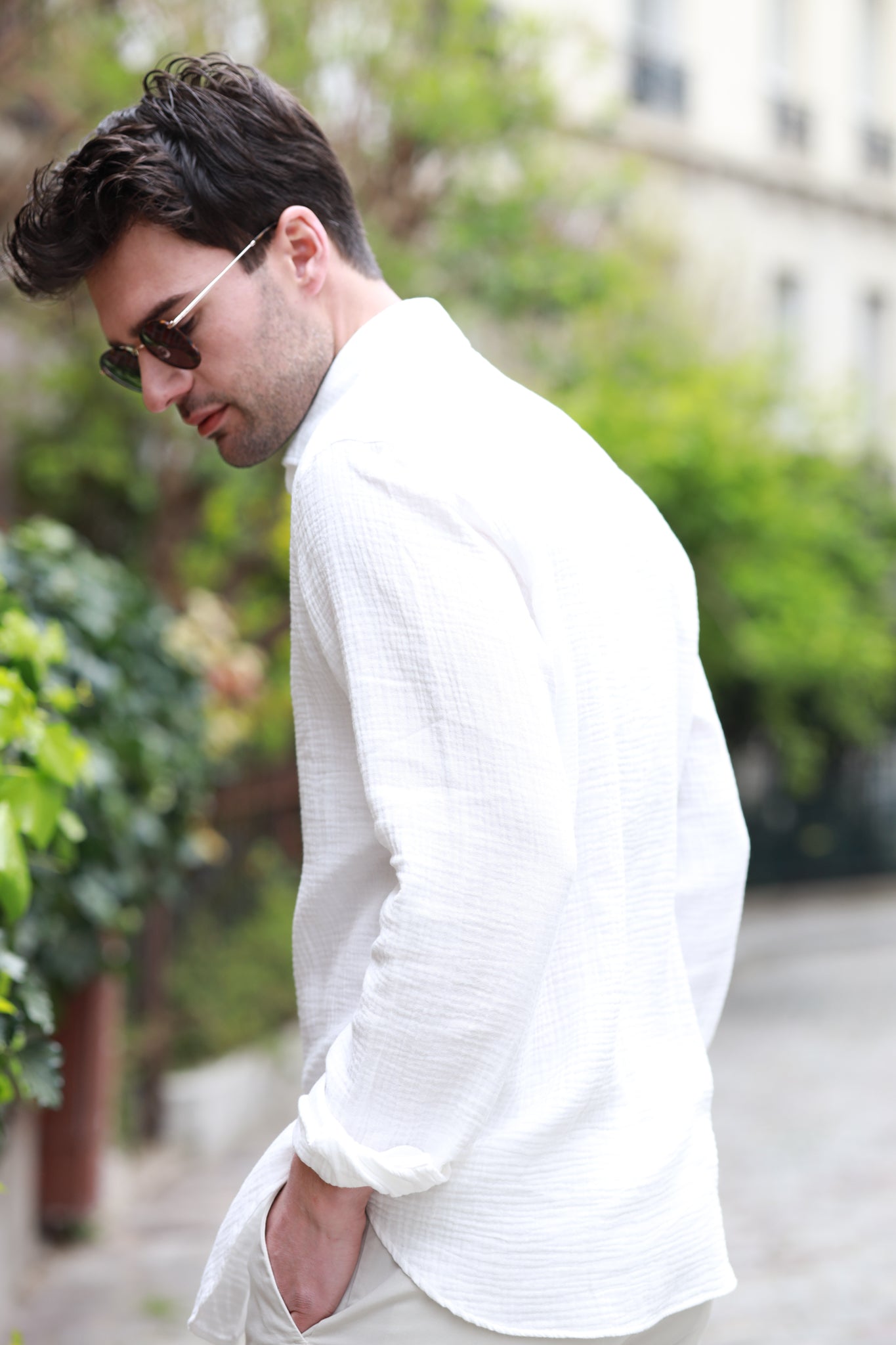 Chemise Hugo en gaze de coton Blanc