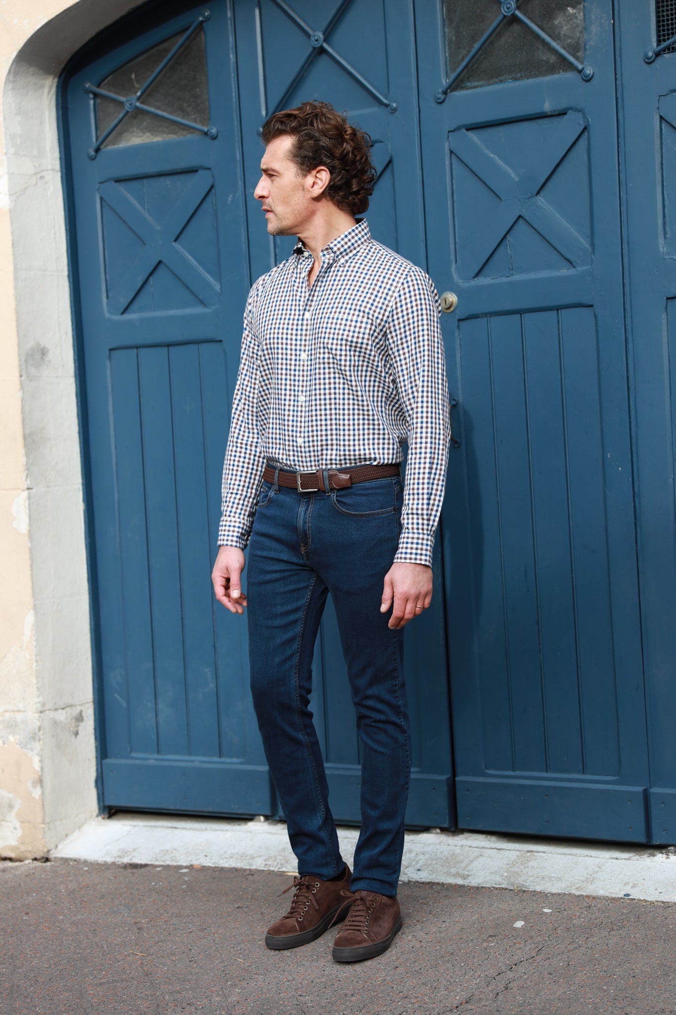 Jeans James en coton stretch - Marine-PANTALON HOMME-Curling-Paris