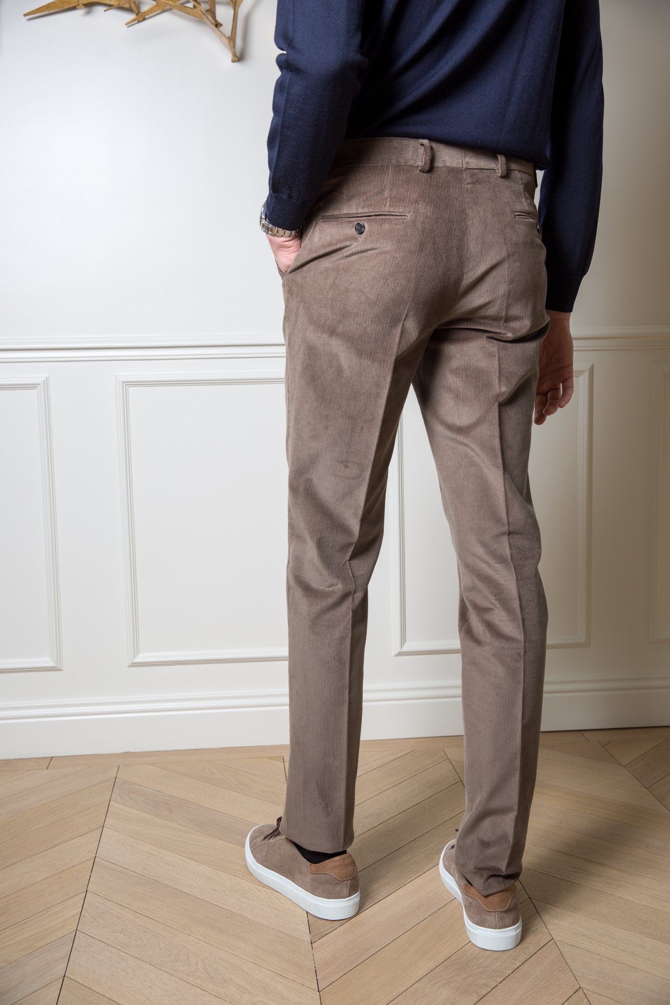 Pantalon Segal en velours stretch taupe-PANTALON HOMME-Curling-Paris