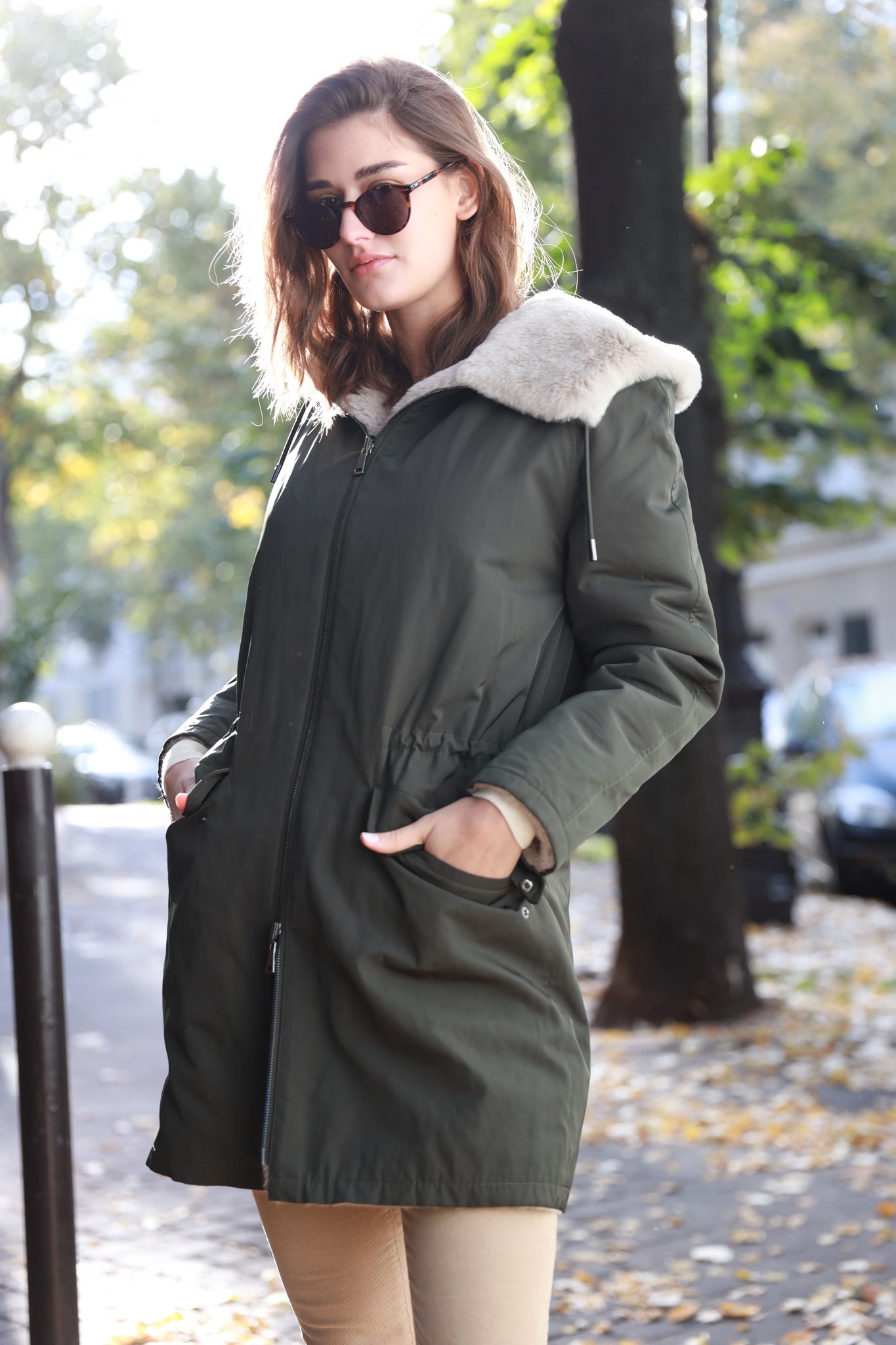 Parka kaki fourrure outlet femme