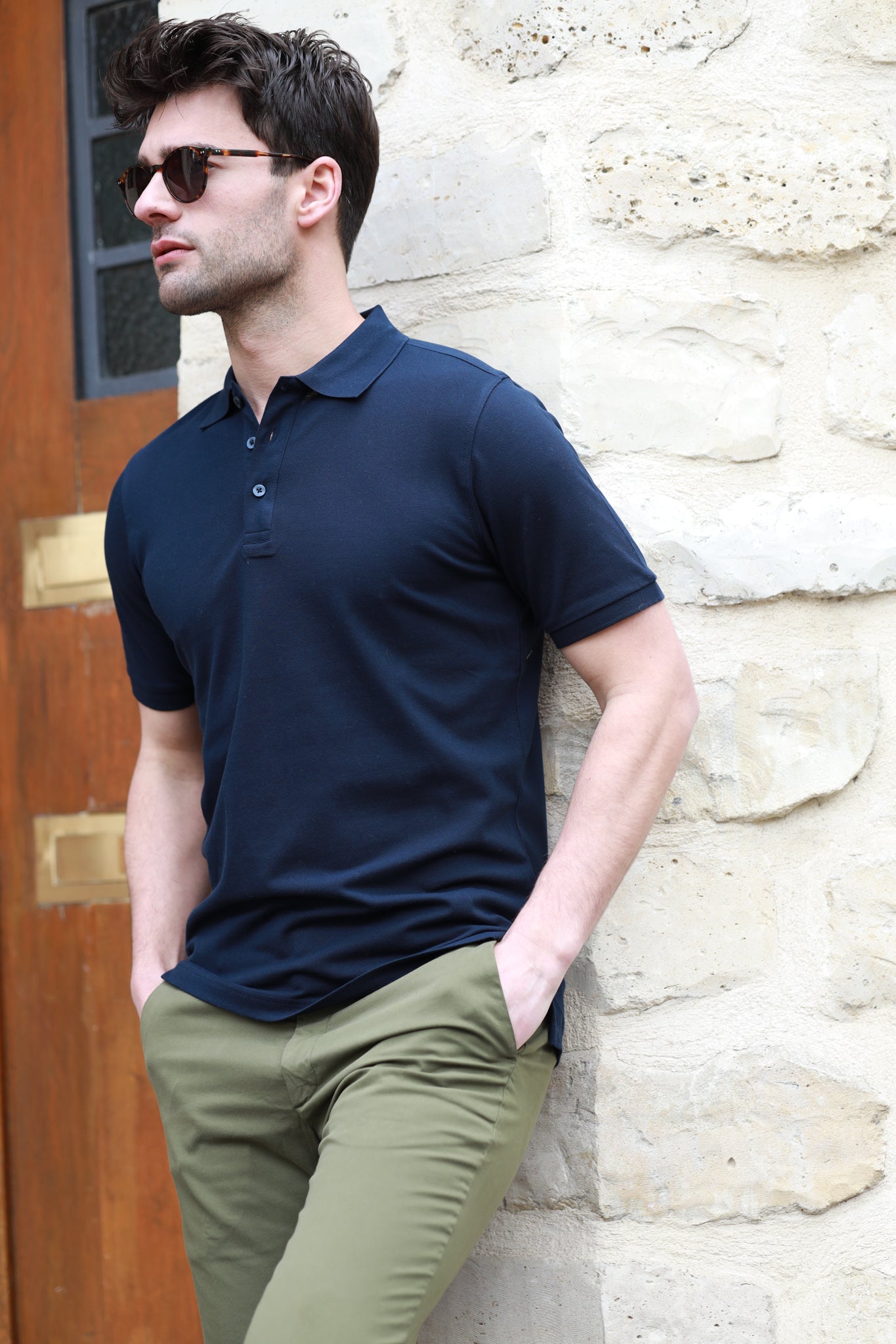 Rogue men s polo shirt in mercerized cotton piqu Navy