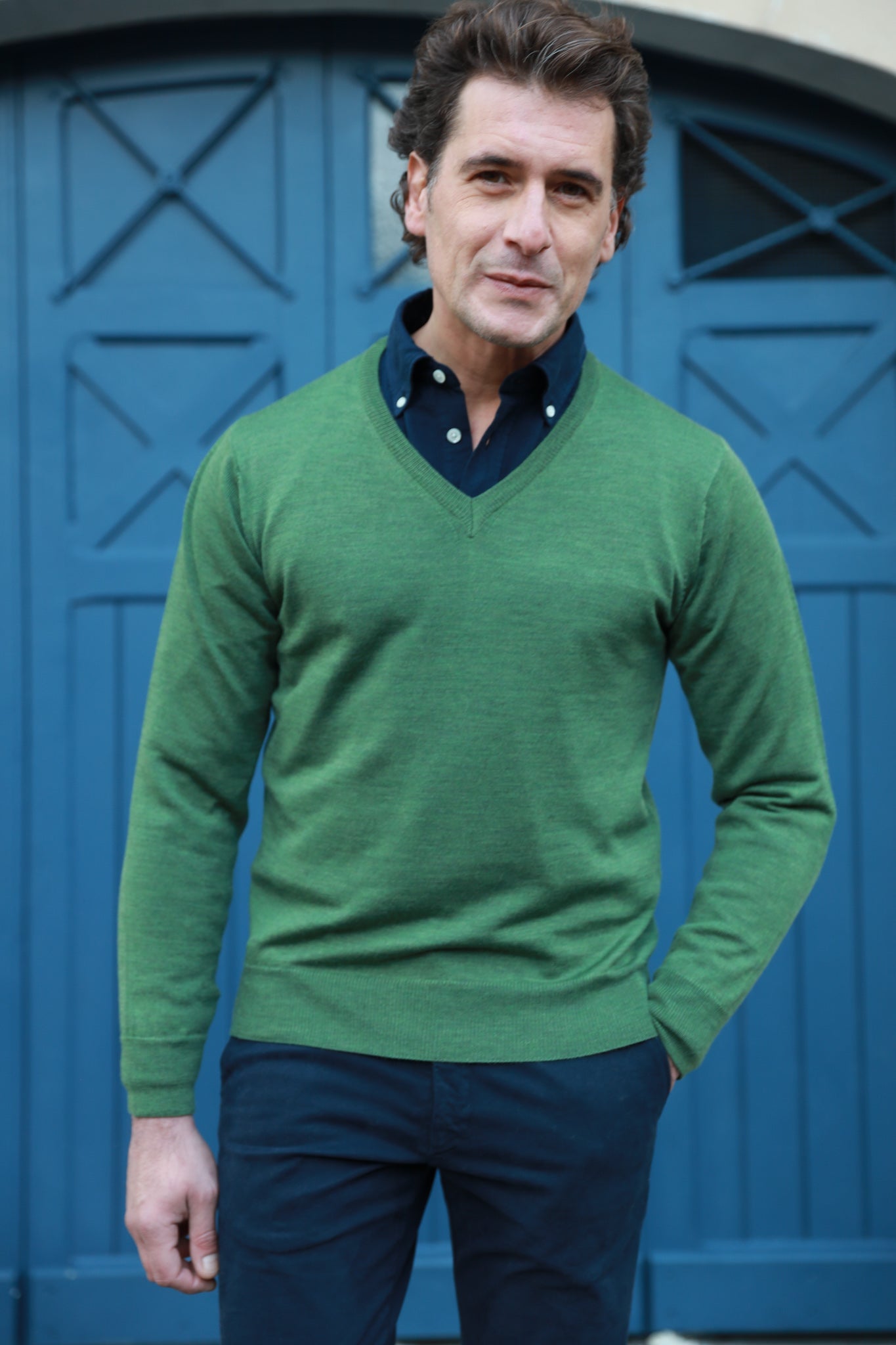 Pull laine best sale vert homme