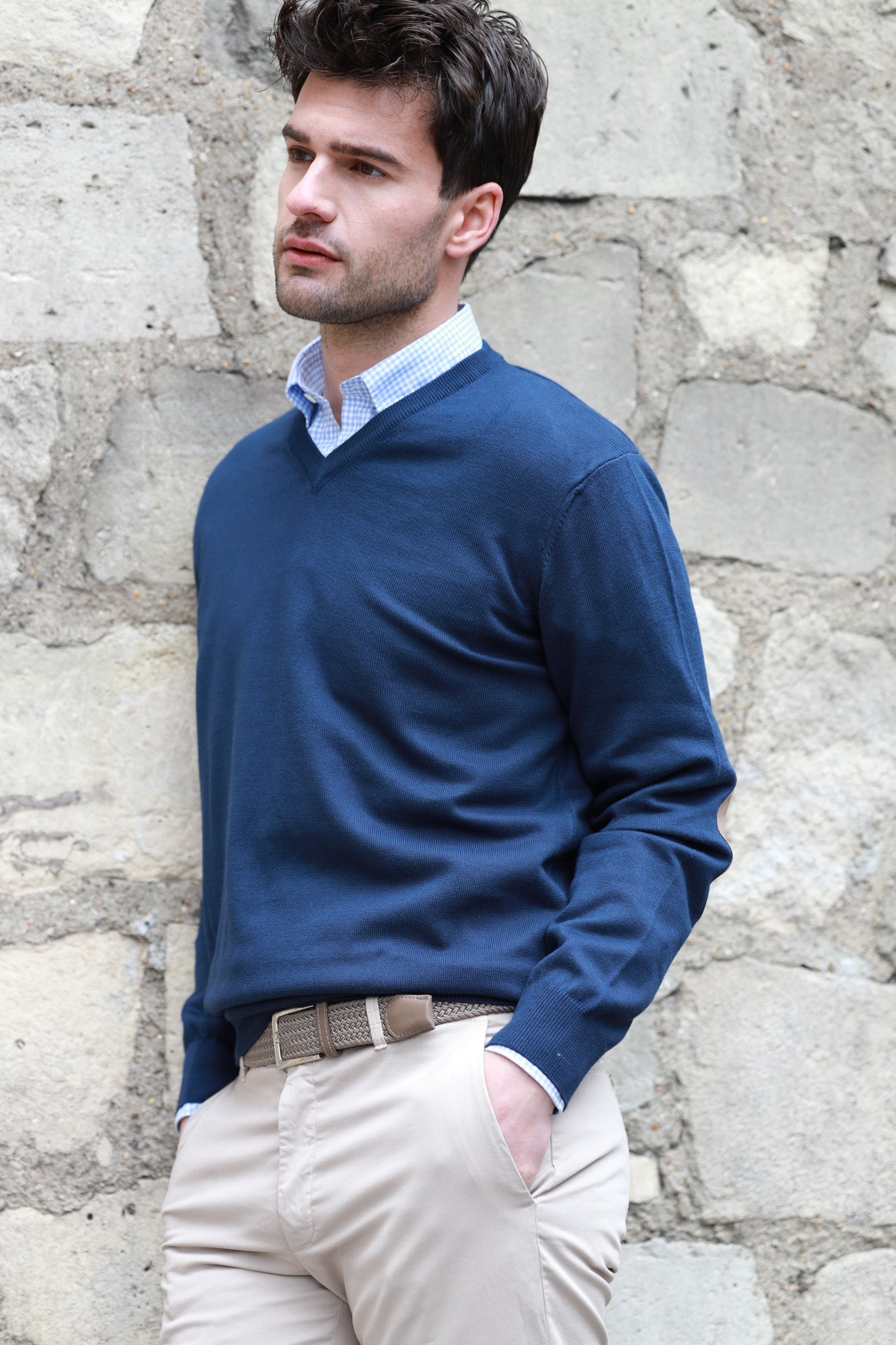 V neck sale sweater navy